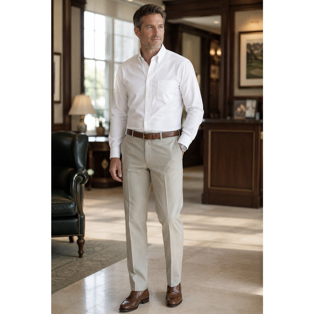 Lauren Ralph Lauren Mens 33x30 Beige Dress Pants Flat Front Straight Paisley