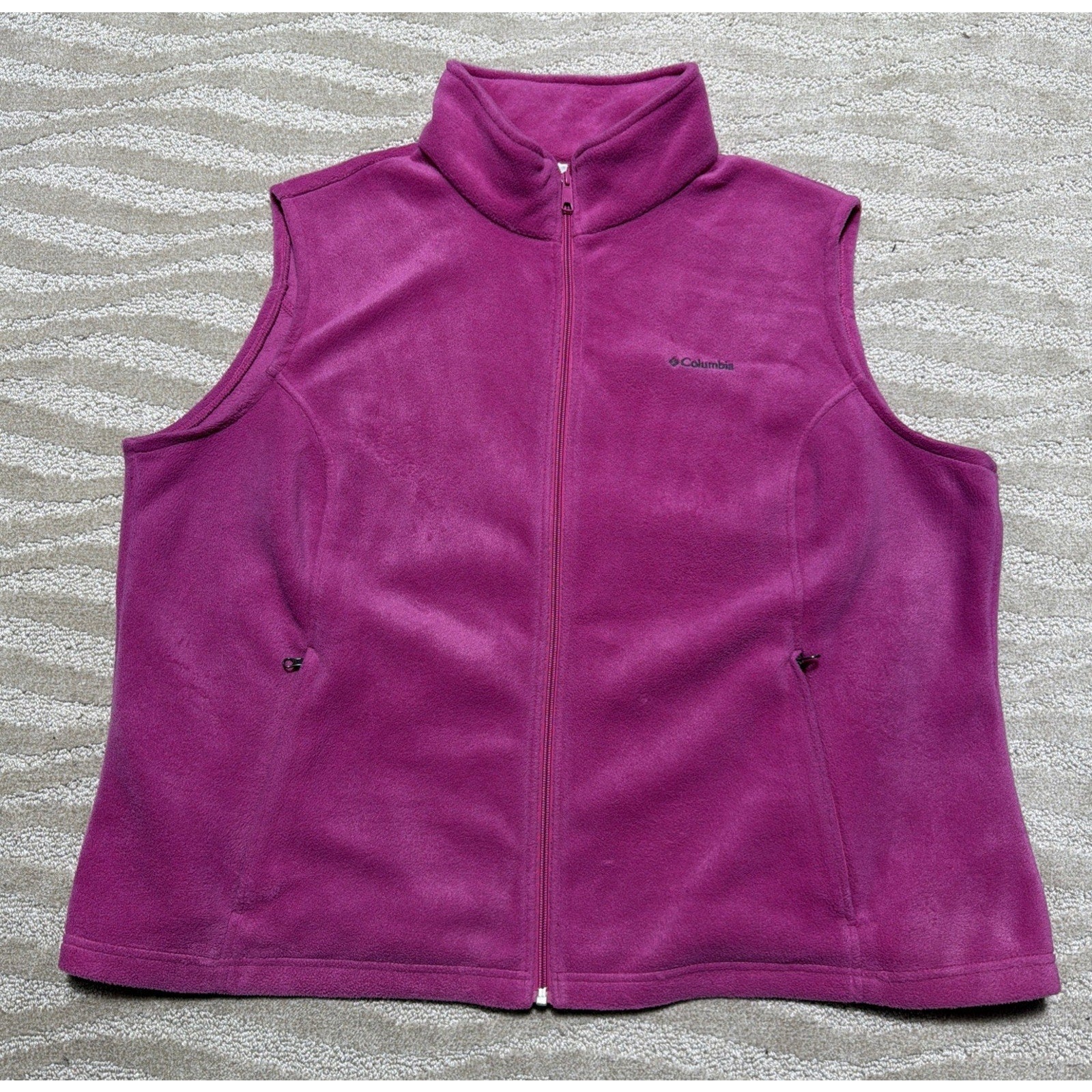 Columbia Vest Women Plus Sz 3X Pink Fleece Full Zip Sweater Jacket Layer Ladies