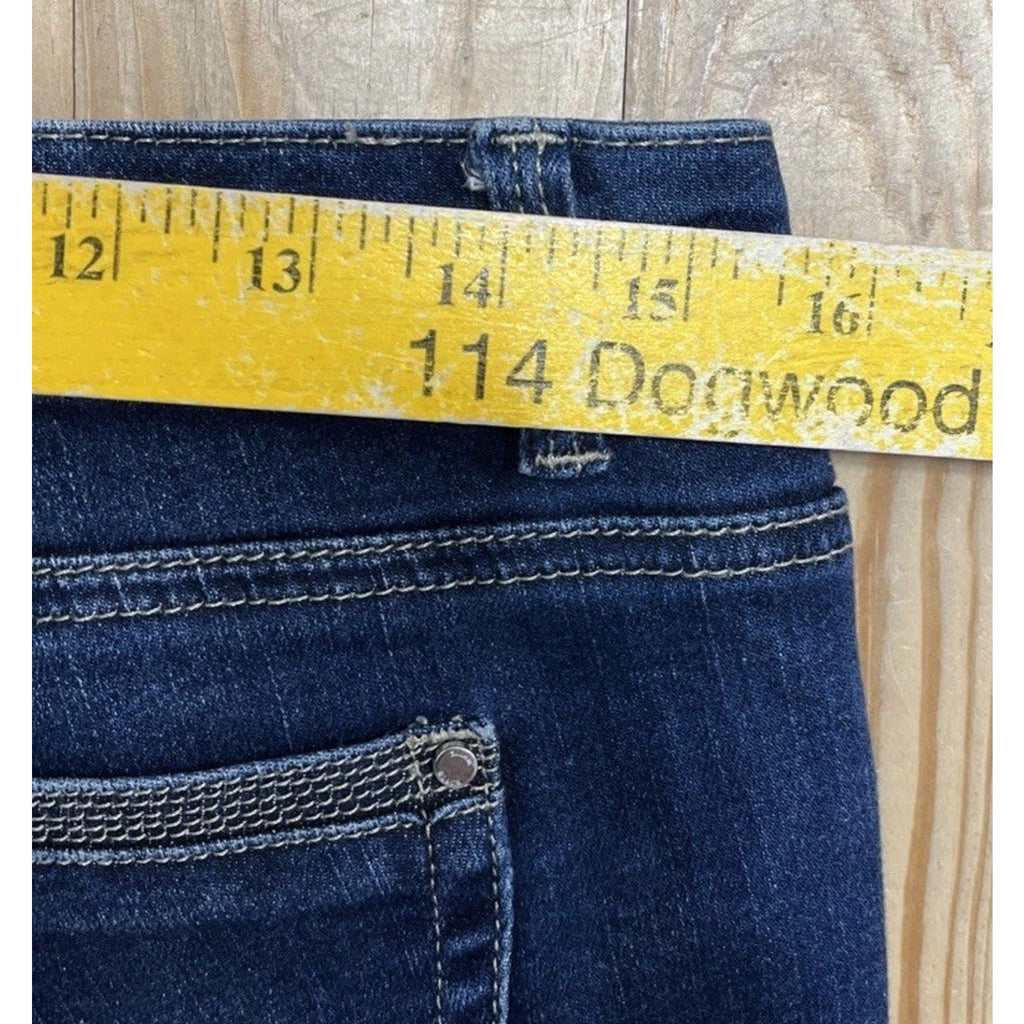White House Black Market Skinny Mid Rise Womens Blue Jeans Distressed Size 8