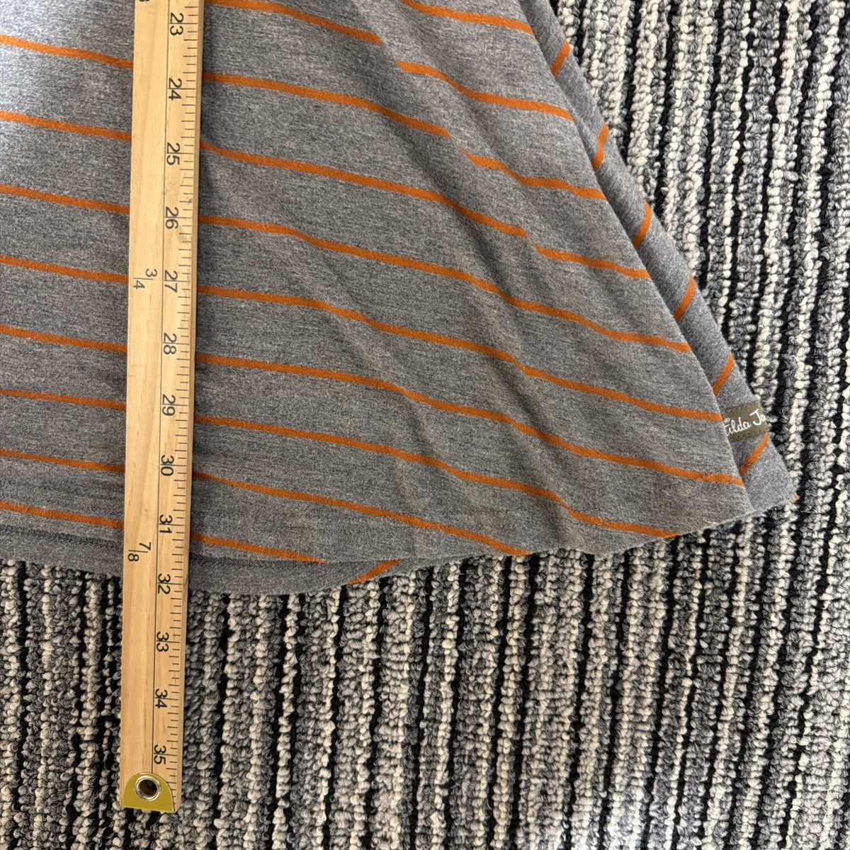 Matilda Jane Wind Song Tee Tunic Top Grey Orange Striped Size Large