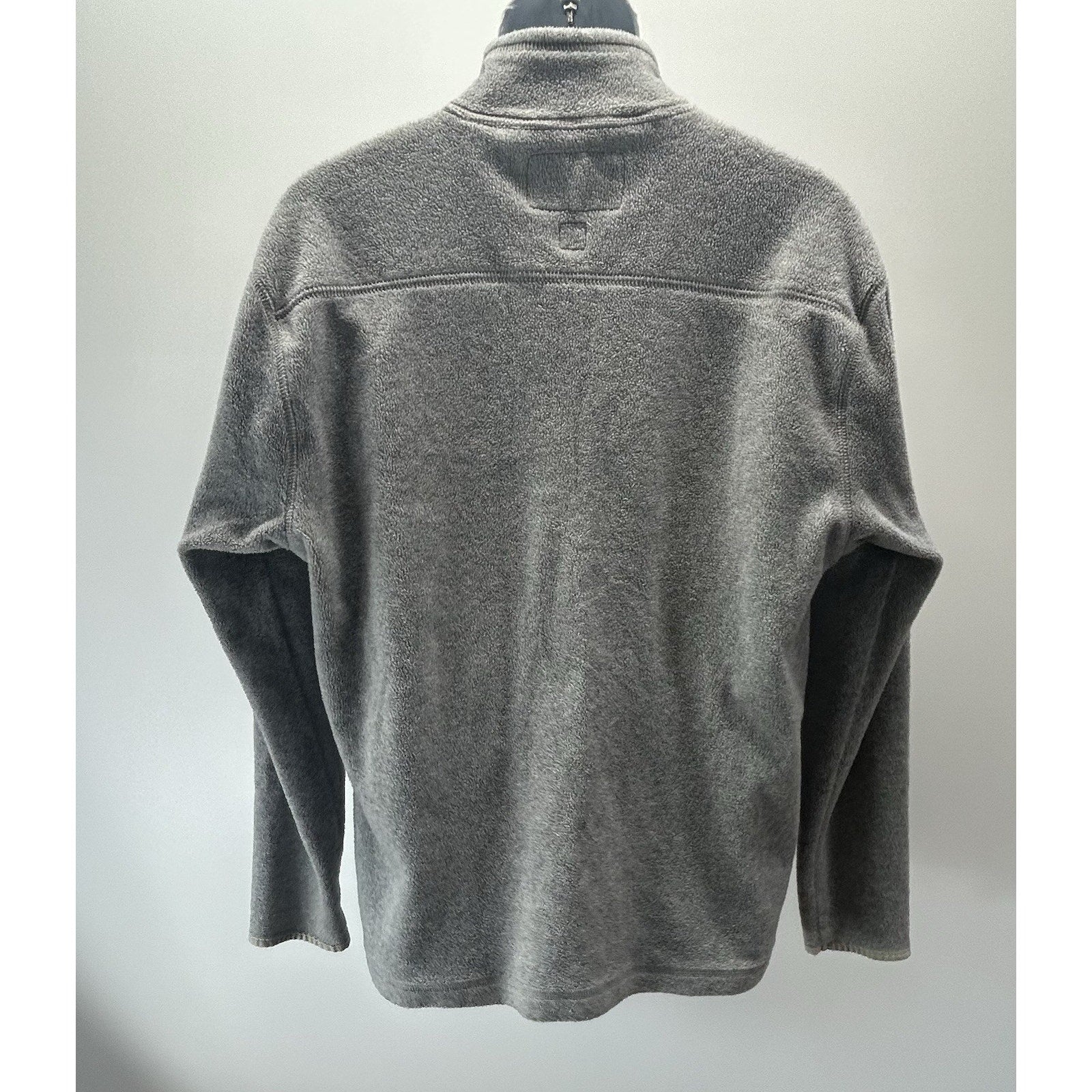 Women's Old Navy Quarter Zip Grey Fleece Red Letters Pockets, Long Sleeve XL.