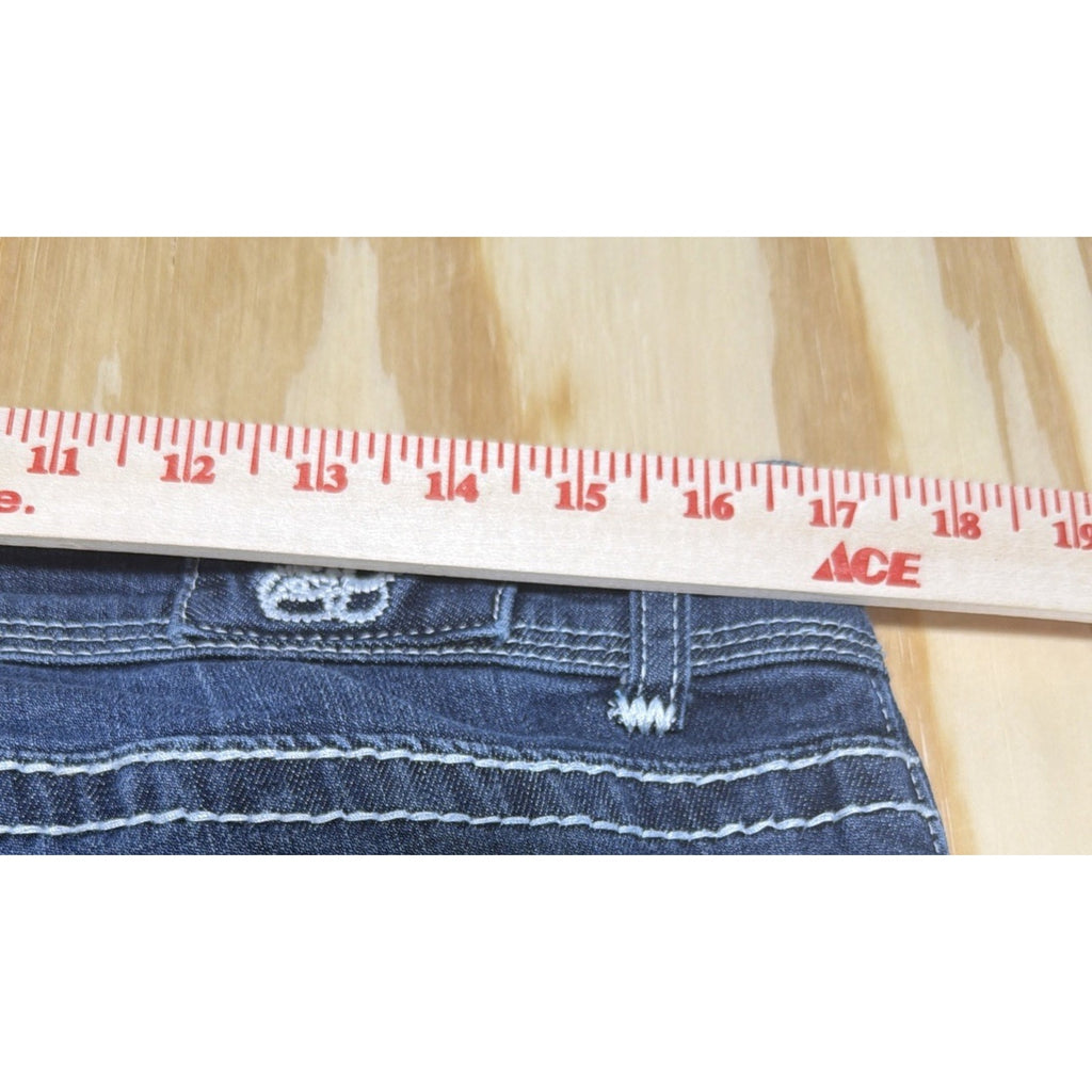 Miss Slim Skinny Jeans Thick Stitch Embroidered Pocket Distressed Size 14L 34x29