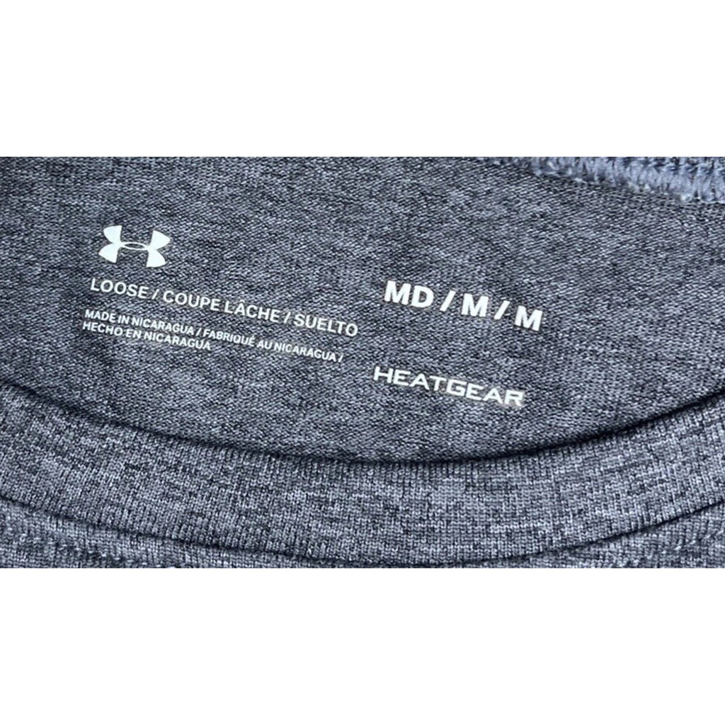 Under Armour Loose Heat Gear Shirt Womens M Gray Tee Soccer Graphic