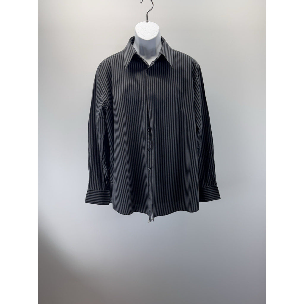 Covington Modern Fit Dress Shirt Men's 17-17.5 34/35 Black Pinstripe Stain Free