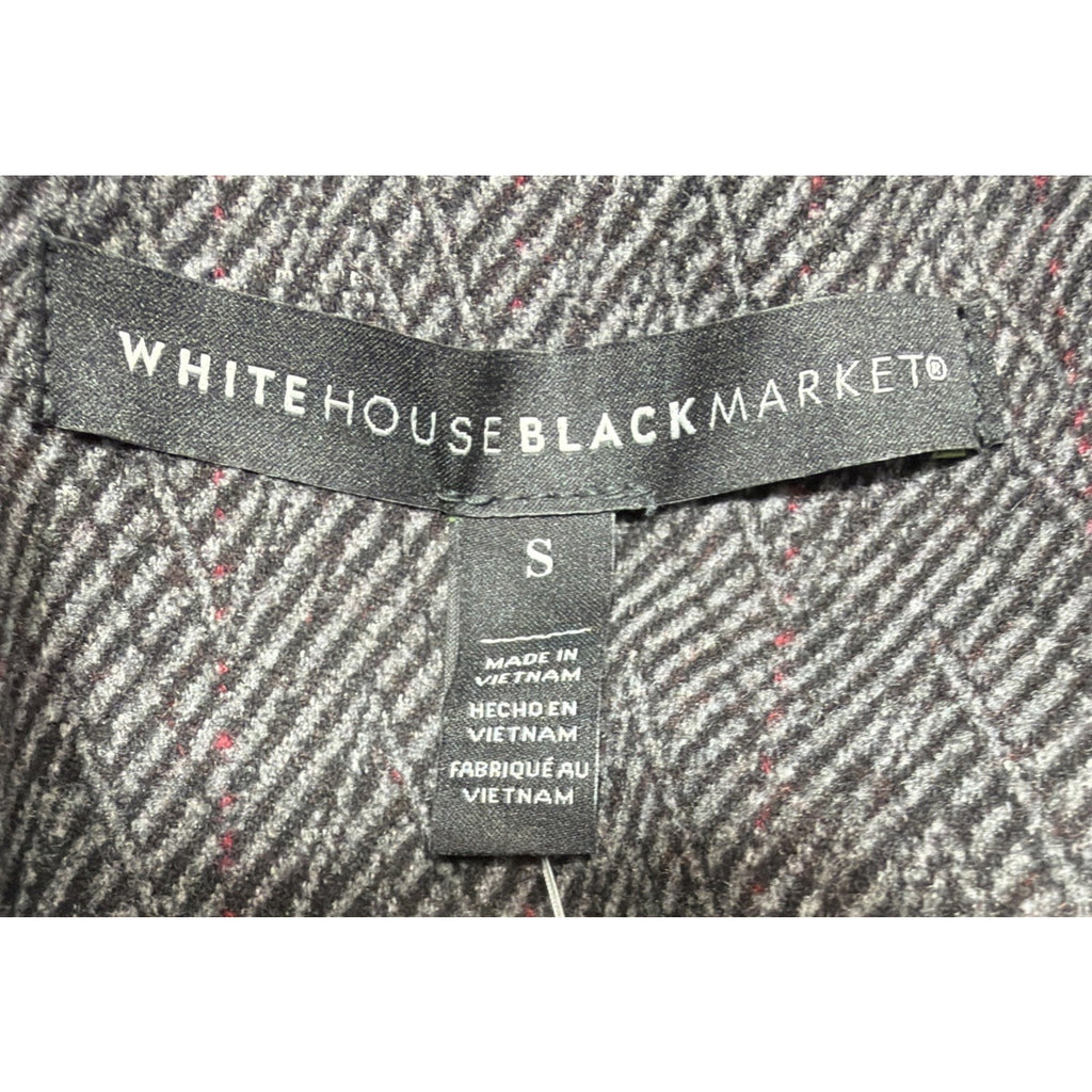 NWT White House Black Market Herringbone Knit Blazer Jacket Gray Bloodstone S