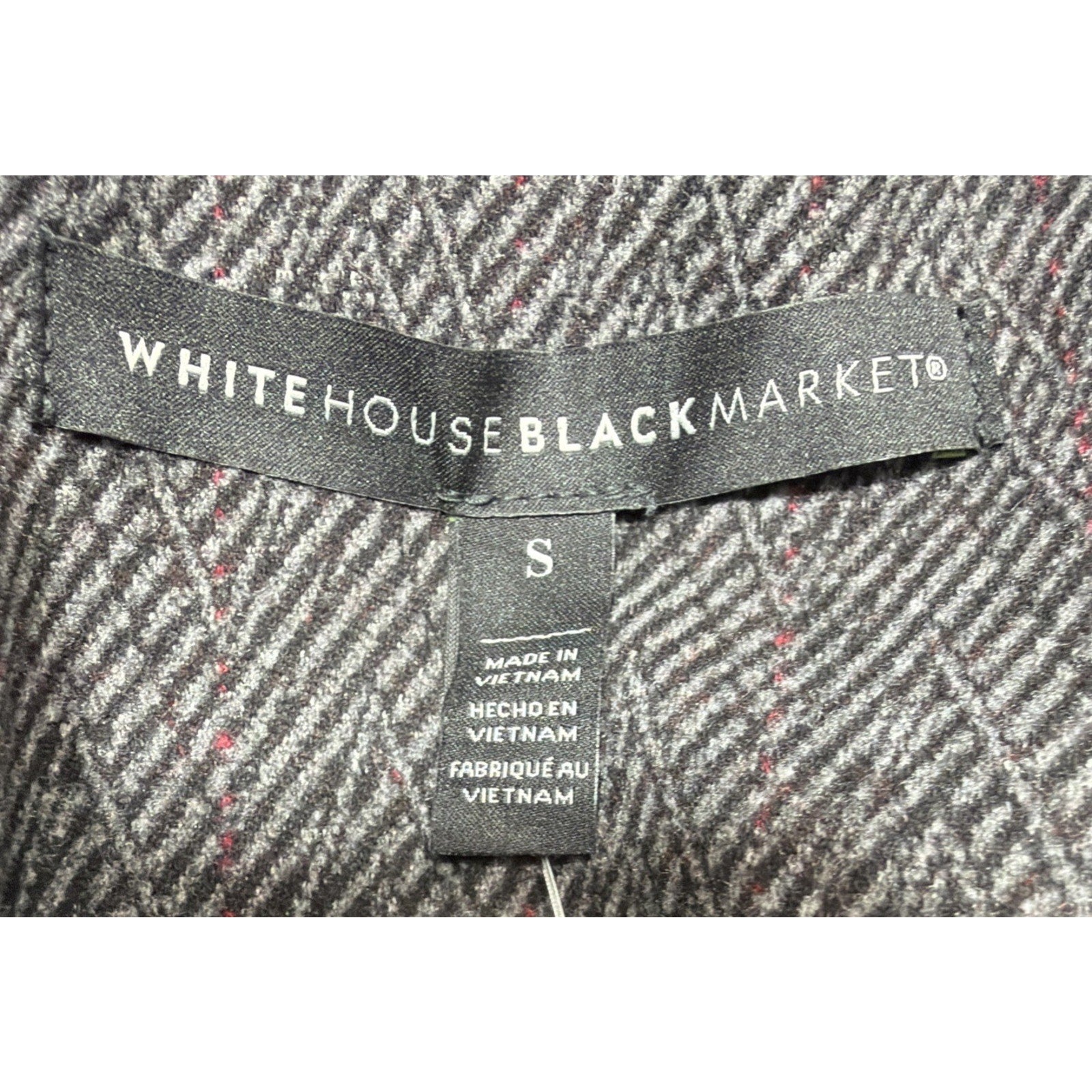 NWT White House Black Market Herringbone Knit Blazer Jacket Gray Bloodstone S