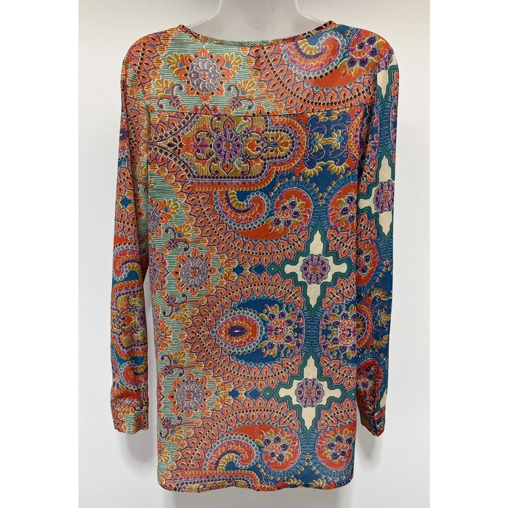 Gimmicks by BKE Top Womens Small Floral Mesh Surplice Blouse Paisley Boho Fairy