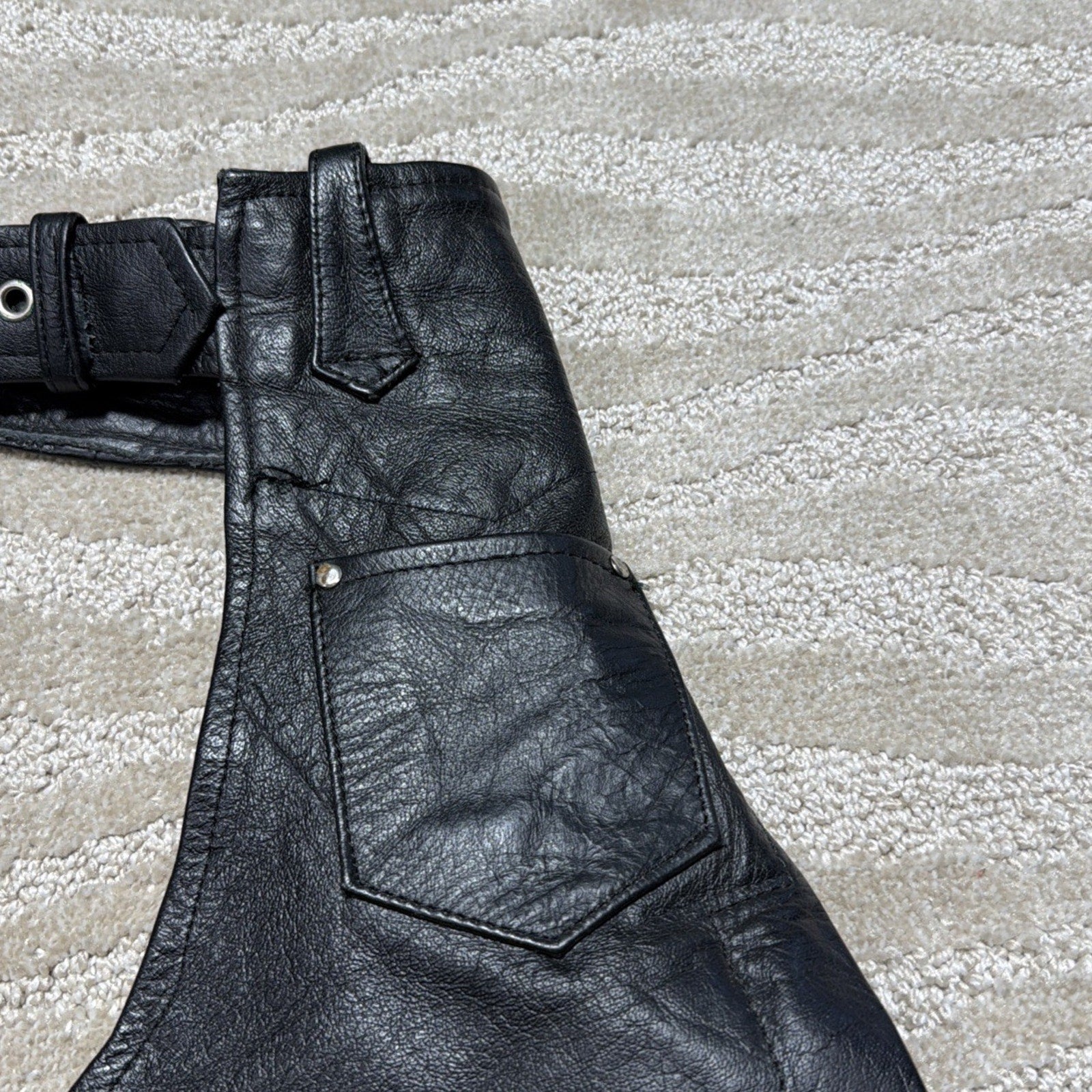 Hot Leathers Unisex S Chaps Adjustable Waist Cowboy Motorcycle Biker Black