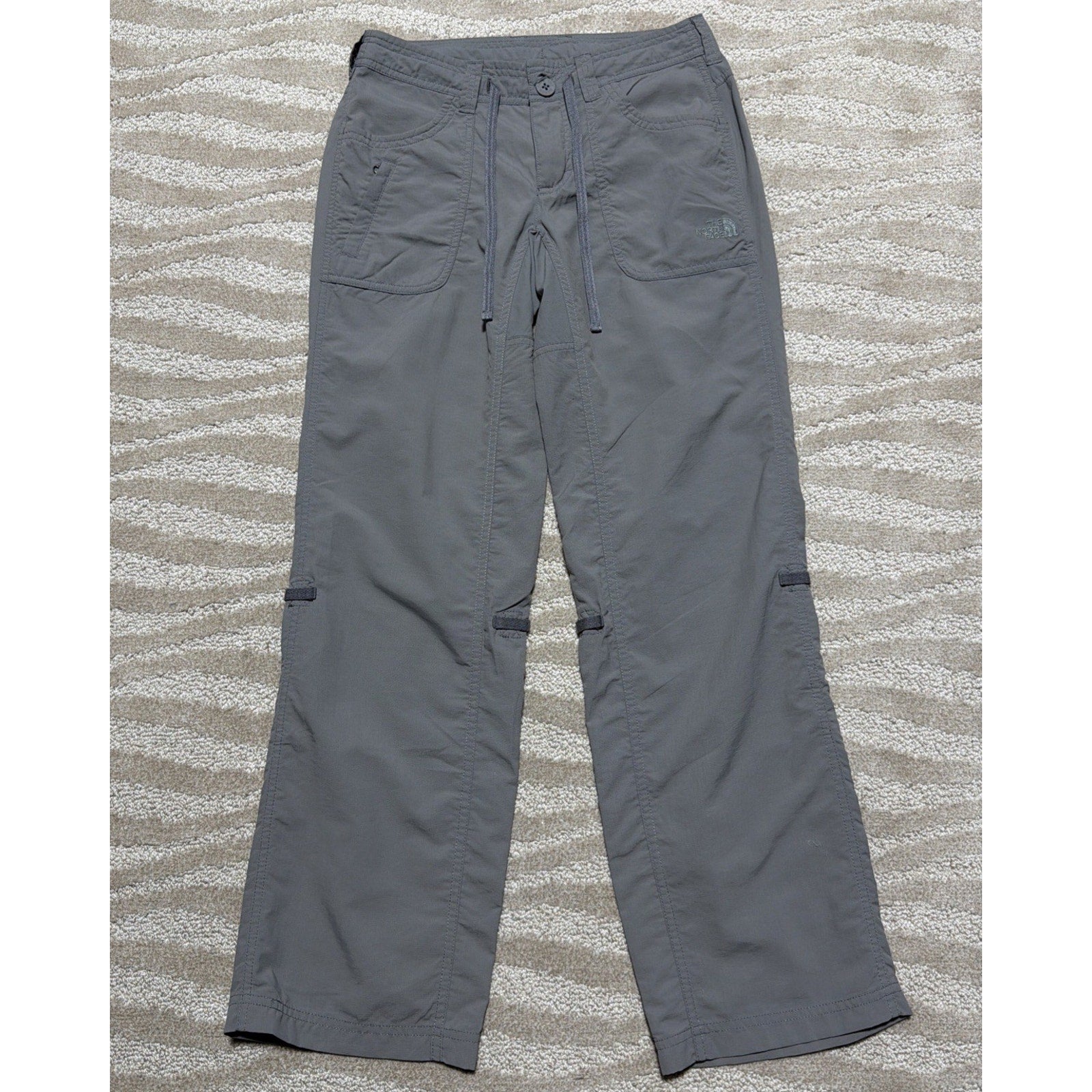 The North Face Pants Womens 28x30 Gray Nylon Roll Up Hiking Stow Pocket Ripstop