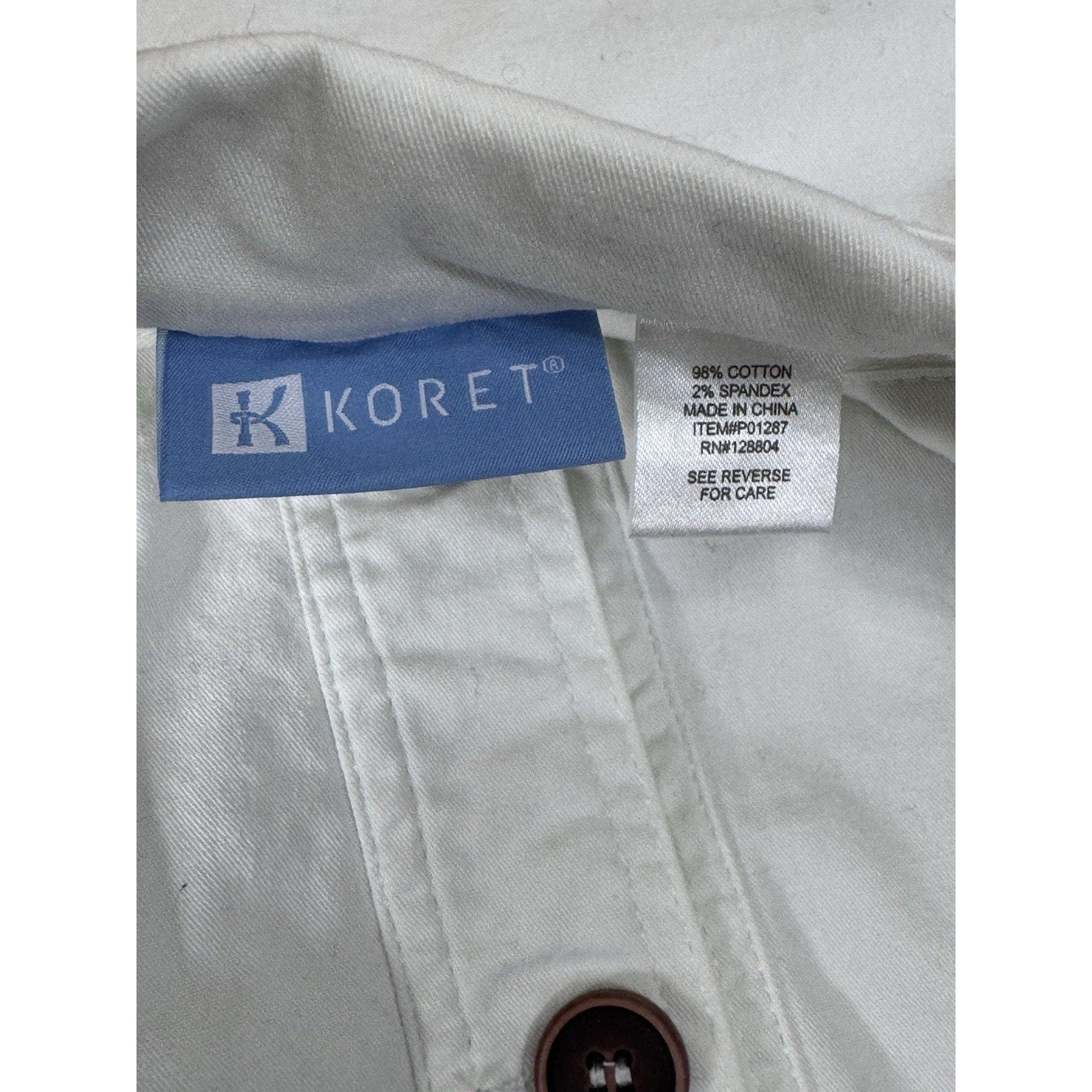 Koret Button Front Jacket Women's Size 8 Petite White With Brown Buttons
