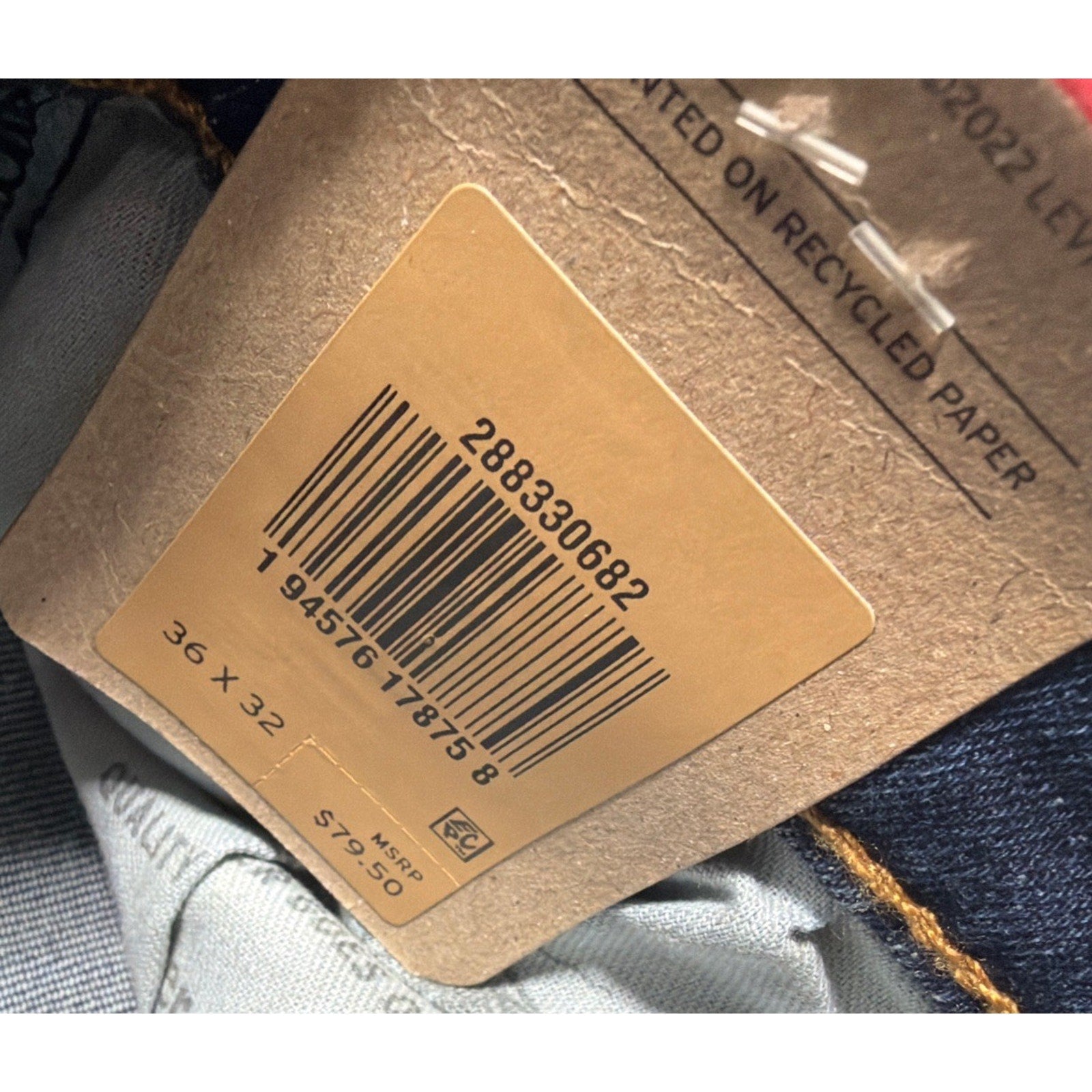 Levi’s 512 Slim Taper Stretch Denim Jeans Men’s Size 36x32 NWT