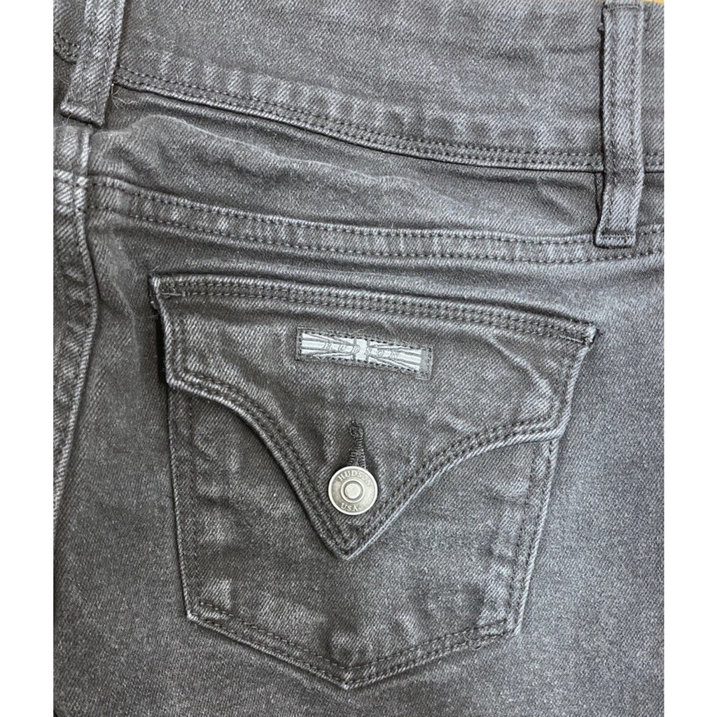 Hudson Beth Baby Boot Jeans size 4 Black Denim Low Rise Flap Button Pocket
