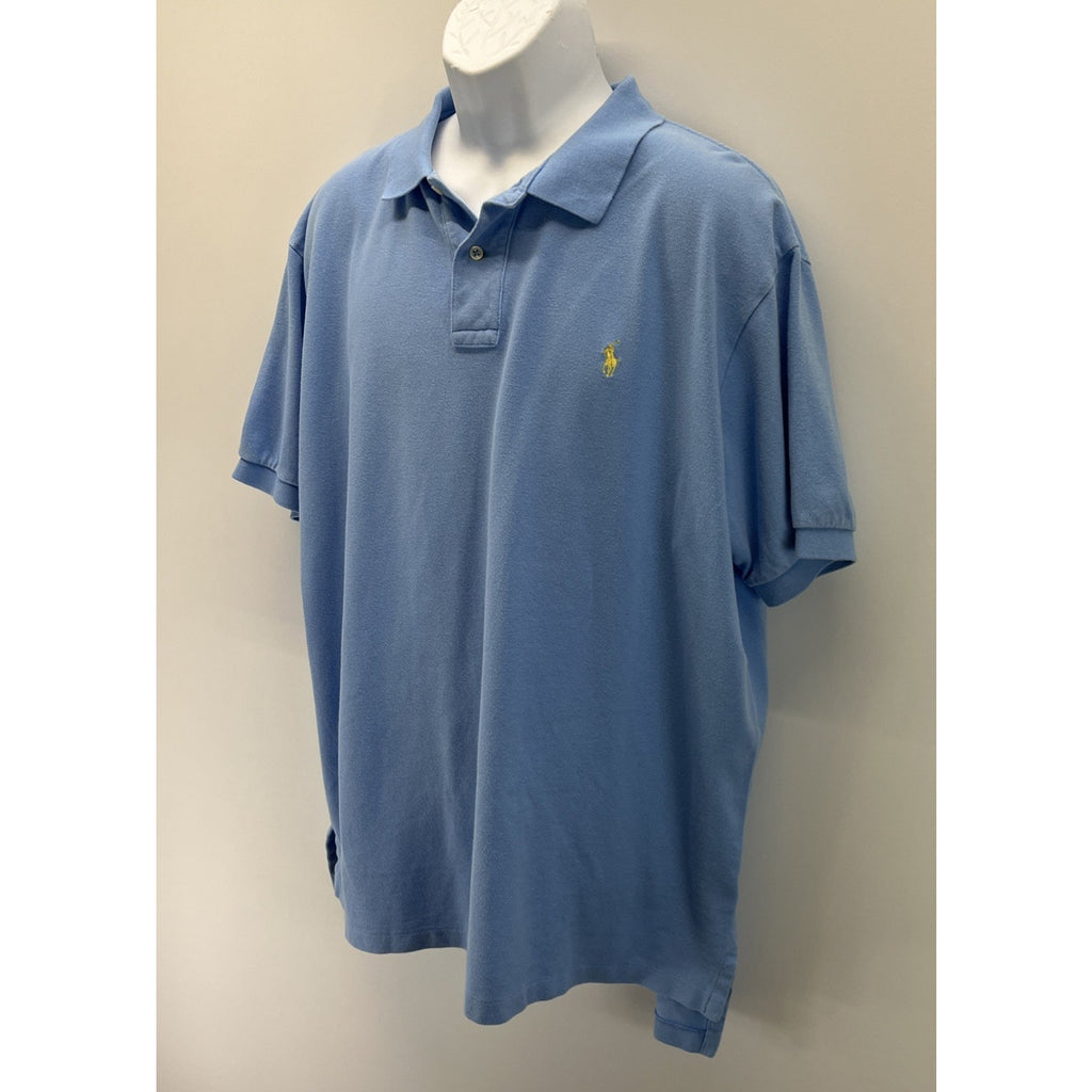 Polo Ralph Lauren Shirt Men's XXL Light Blue Yellow Pony Short Sleeve