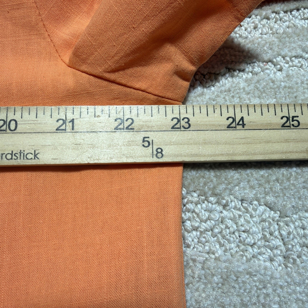 Ouku Mens Orange Cotton Linen Button Down Shirt Size Large