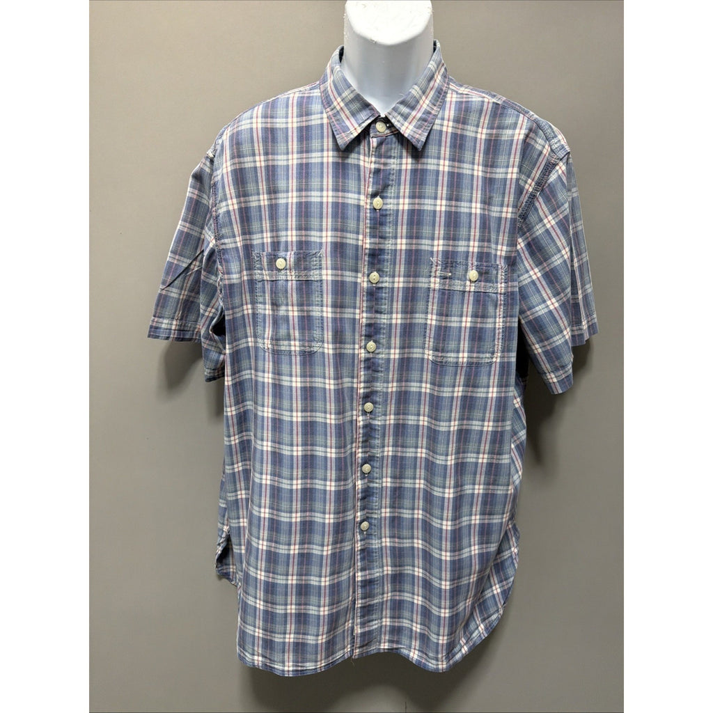 Ralph Lauren Polo Naval Res. Shirt Mens XXL Button Up Plaid Short Sleeve Cotton