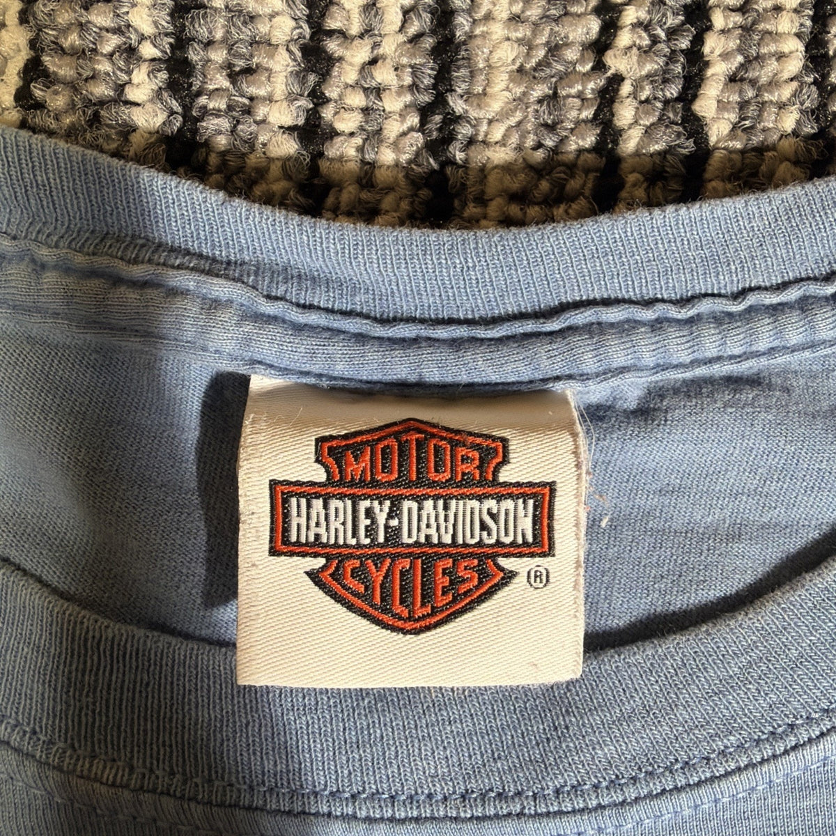 Mens Harley Davidson Blue T-Shirt Southern Thunder Southaven MS Faded Eagle L