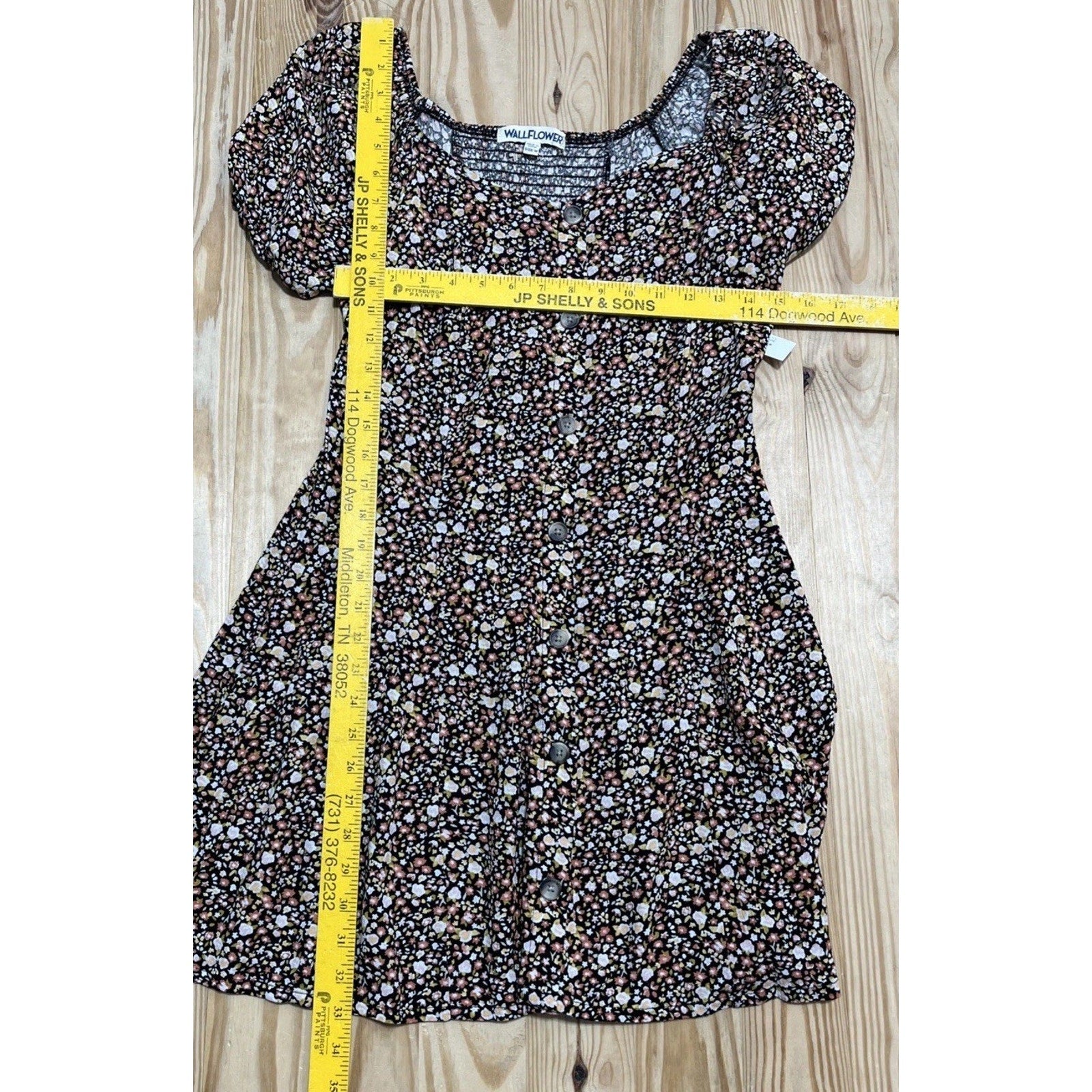 Wallflower Button Front Floral Mini Dress Size Medium
