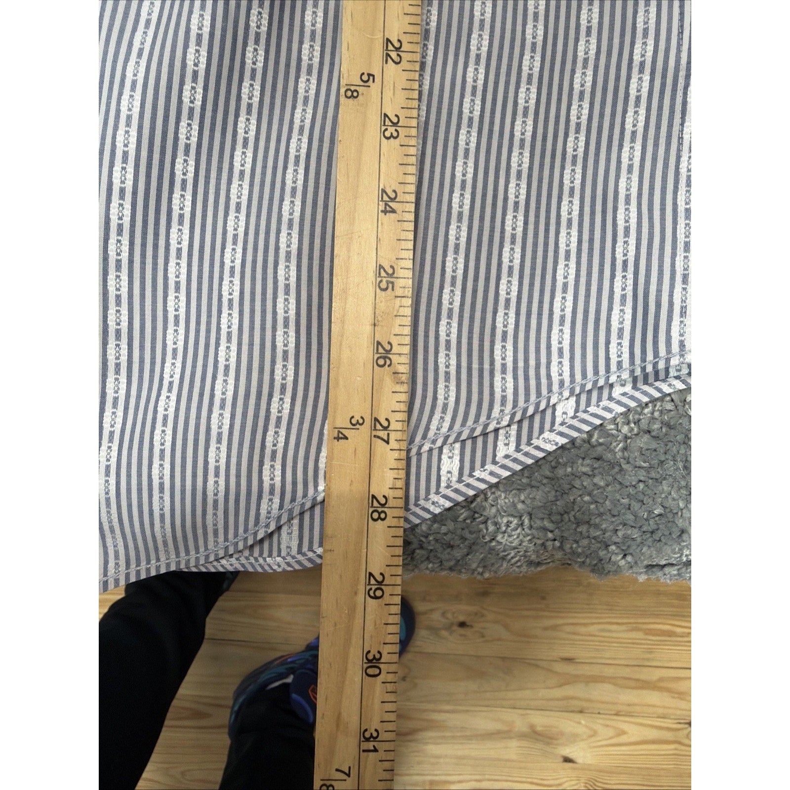 BUGATCHI Shaped Fit Large Blue Geometric Striped Flip Cuff Casual Mens