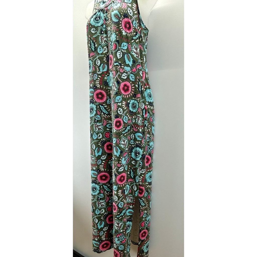 Talbots Womens Sleeveless Floral Maxi Dress Cotton Blend Size Small Stretch.