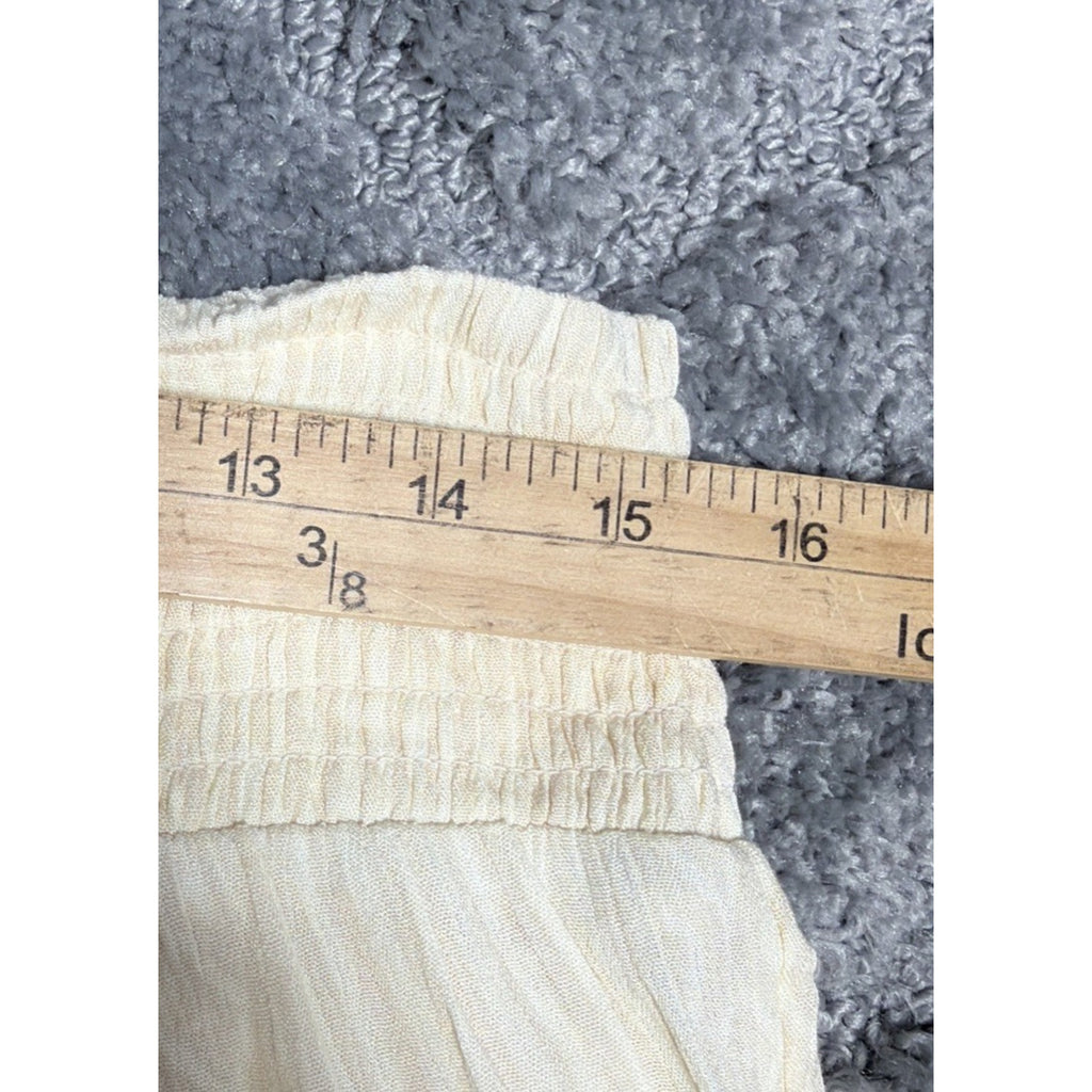 MAURICES size L Cream Geo Print High Rise Wide Leg Pull-On Palazzo Pants New