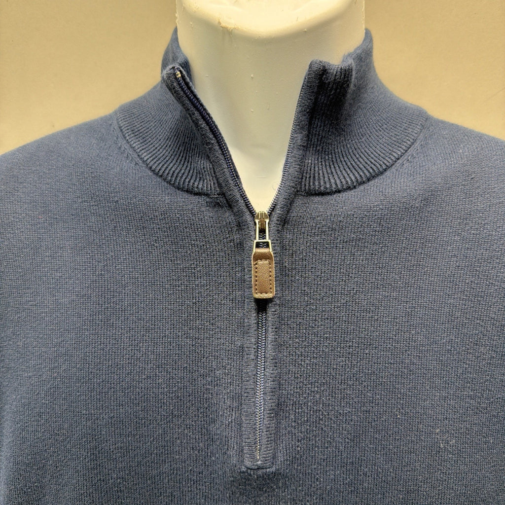 Jos A Bank Signature Collection Sweater Men L blue Pima Cotton 1/4 Zip Pullover