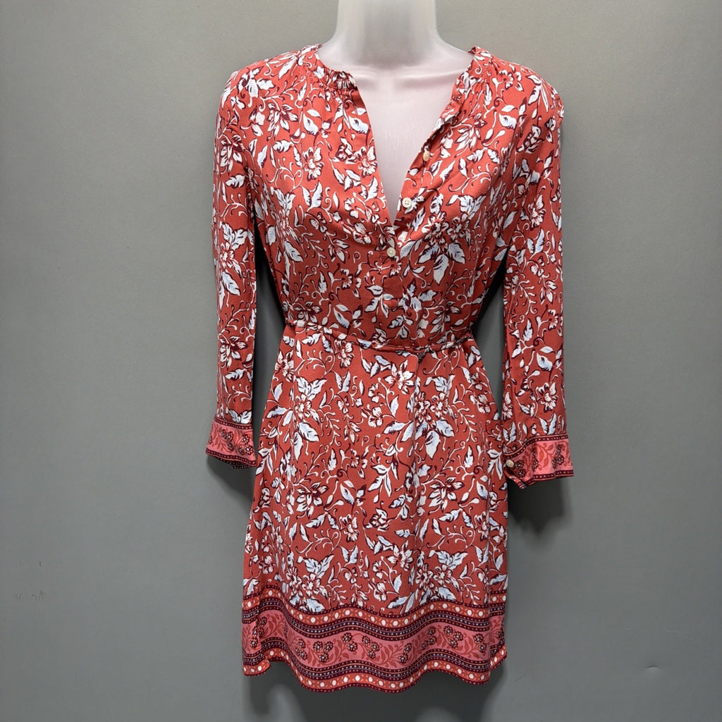 Ann Taylor Loft Petites Pink Coral Tunic Shirt Dress Floral Print Size XSP
