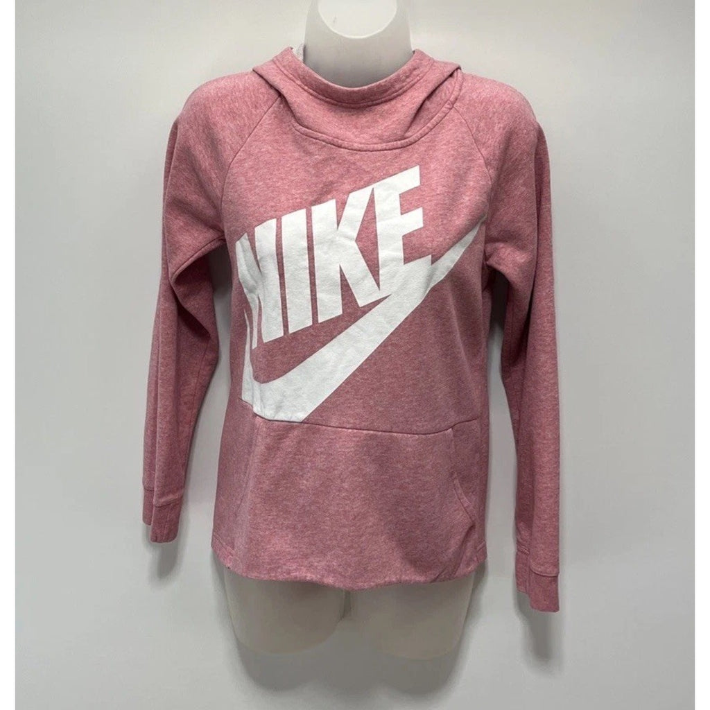 Nike Spellout Logo Pink Lightweight Cotton Pull Over Hoodie Womens Large
