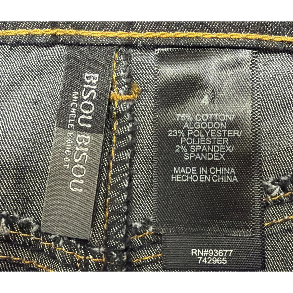 BISOU BISOU sz 4 Flared Denim Mermaid Long Jean Skirt Michele Bohbot Dark Denim