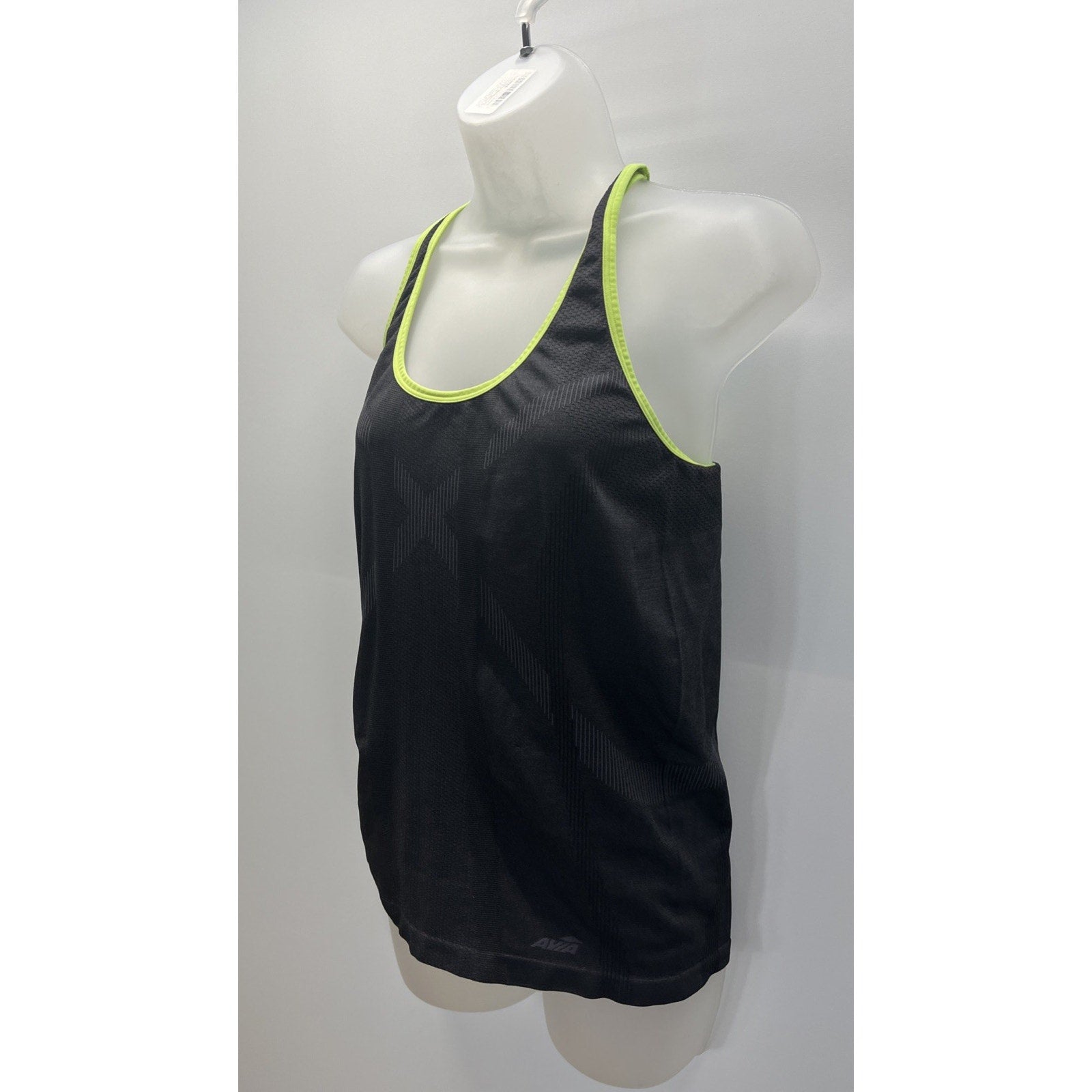 Avia Size M Athletic Racer Back Tank Top Black/Neon Yellow