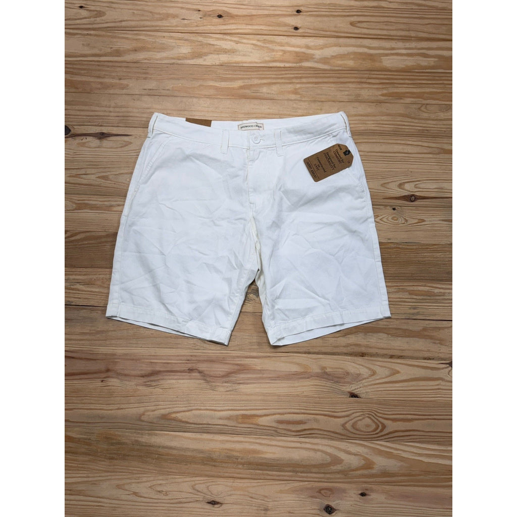 Redwood Creek Shorts Men's Size 34 Ivory 100% Cotton Slash Pockets Flat Front