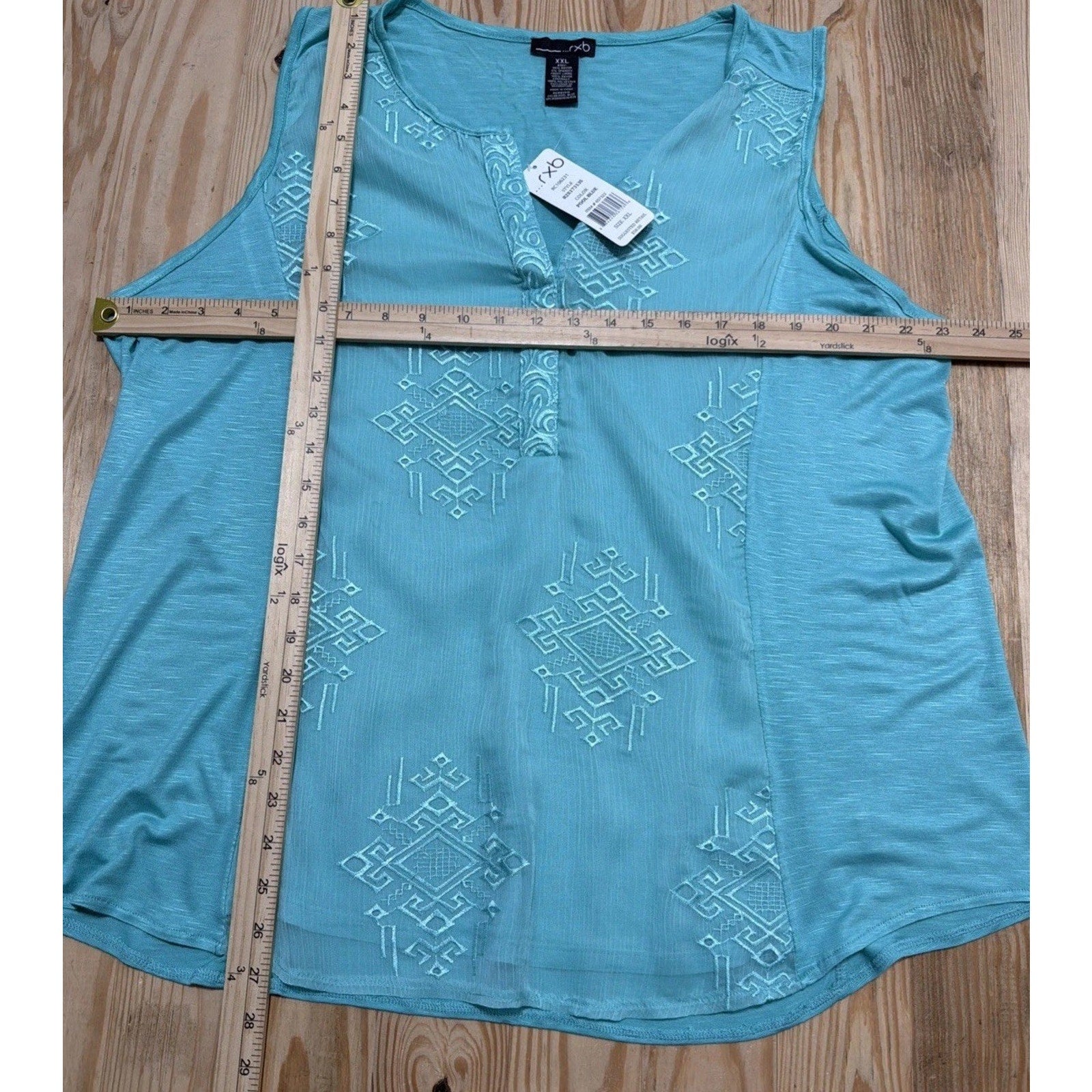 RXB Sleeveless Calypso Pool Blue Lined Blouse XXL NWT