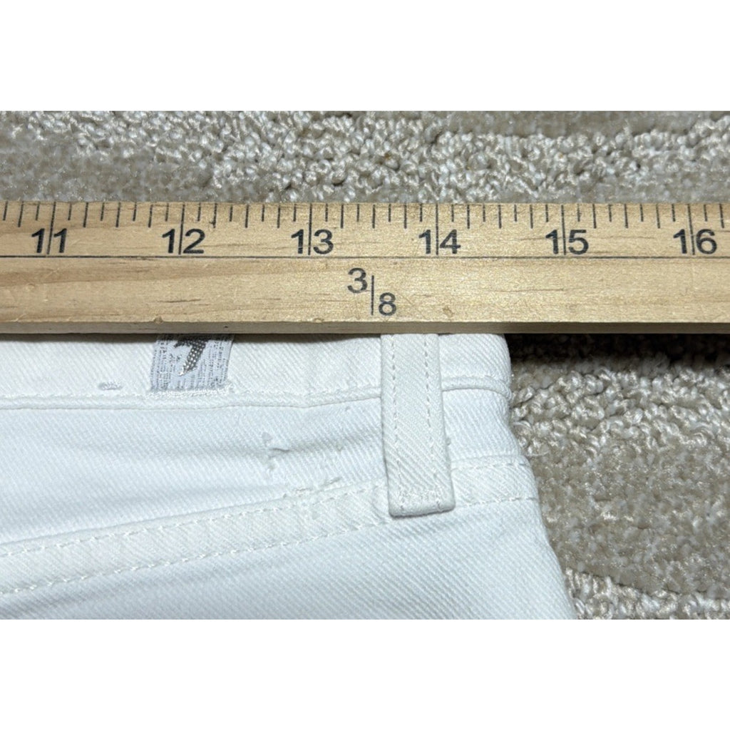 7 FOR ALL MANKIND Jeans Size 28 CROPPED BOOT FLARE Raw Hem White Stretchy