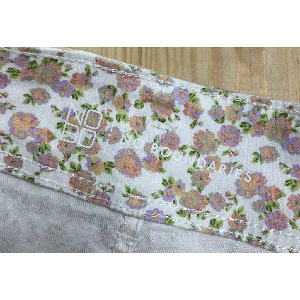 No Boundaries Corset Shorts White Pink Flowers High Rise Women's Size 11
