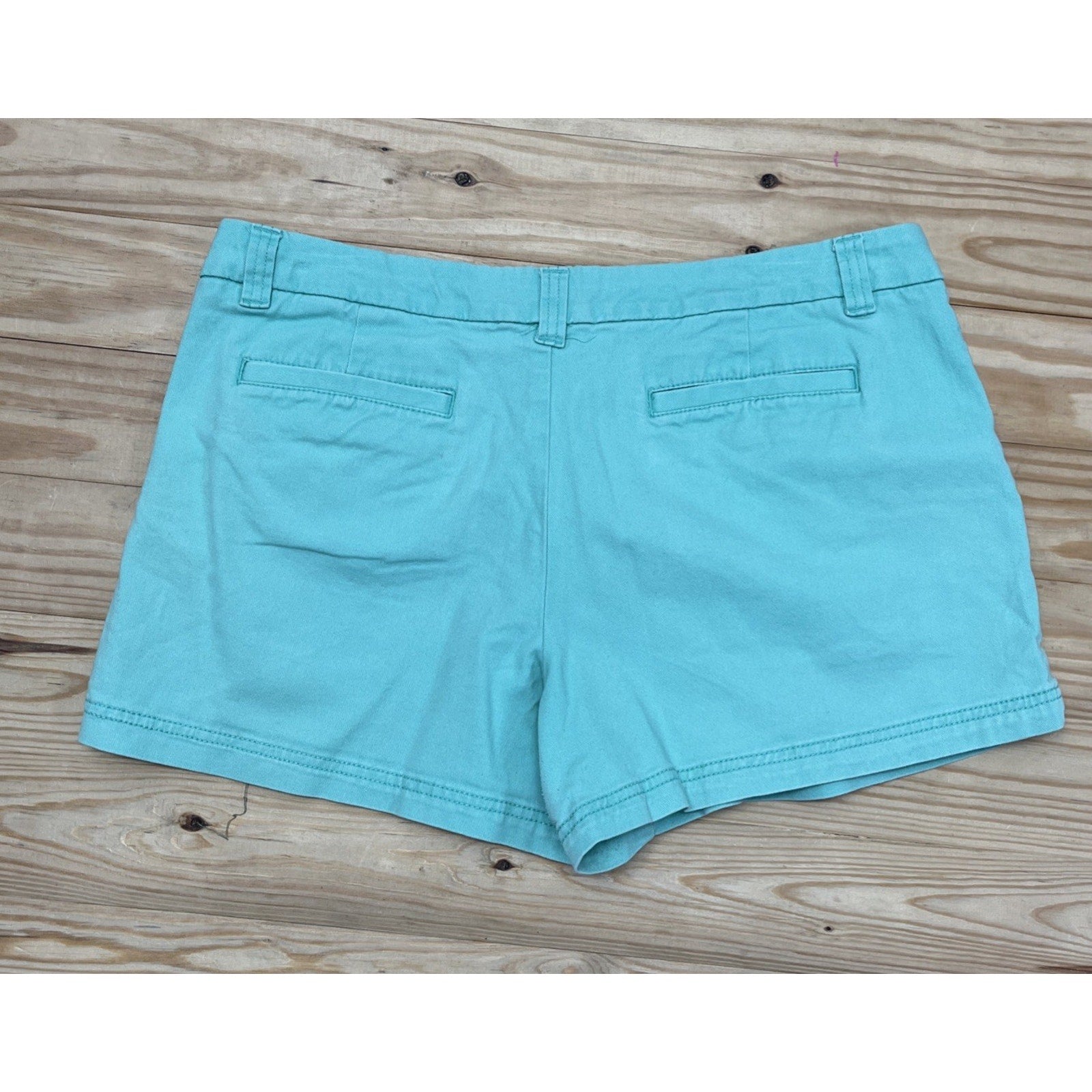 BCG Shorts Women 10 Blue Mid Rise Chino Cotton Pockets Flat Front Casual Solid
