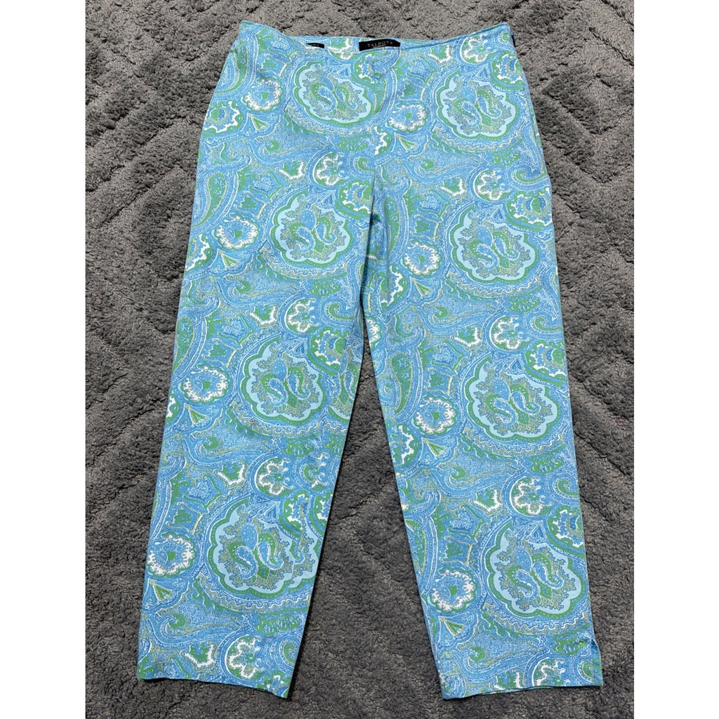 Talbots Ladies Classic Side Zip Blue Paisley Crop Pants Size 6