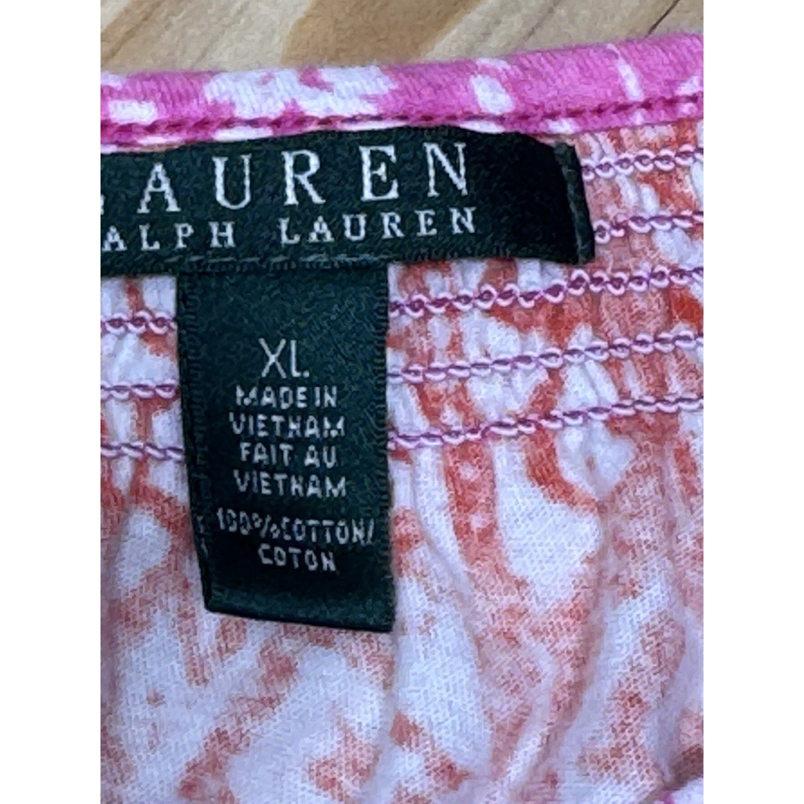 Lauren Ralph Lauren Pink Orange Bright Short Sleeve Women’s Size X-Large