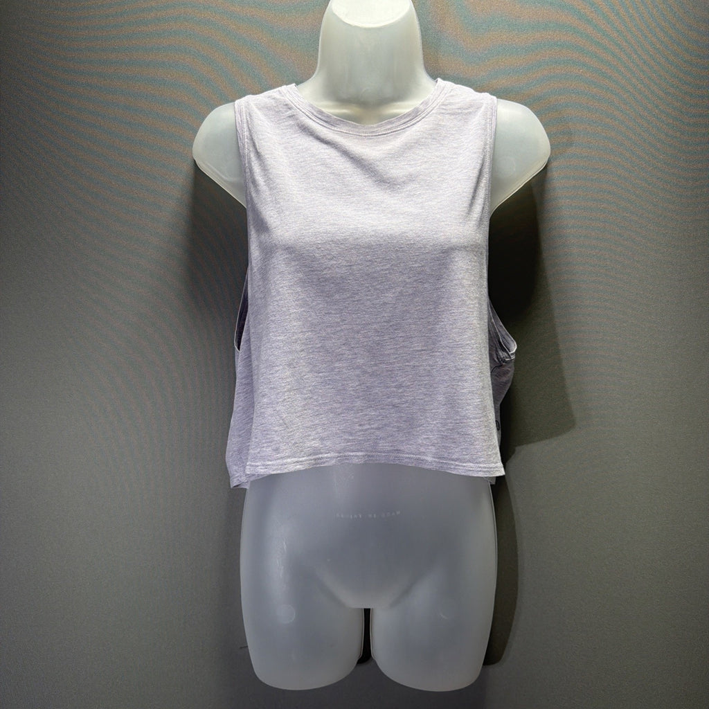 Lululemon Womens Lavender Heathered Crop Tank Top Back Cutout Muscle Yoga