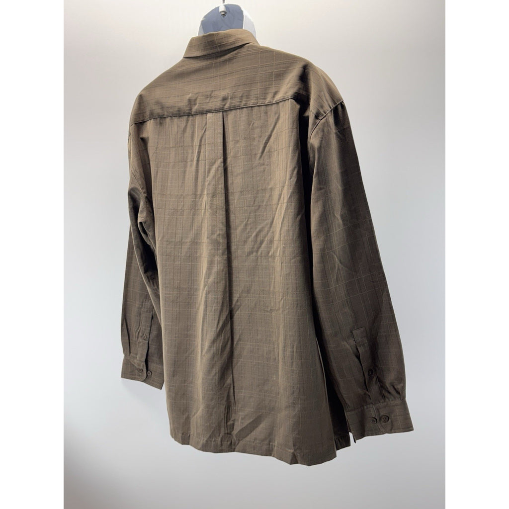 PIERRE CARDIN Long Sleeve Button Down Patterned Shirt Green Plaid Size XL