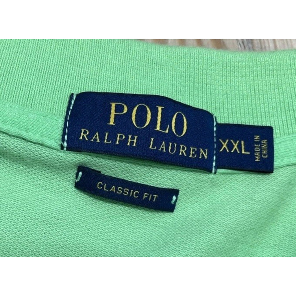 Ralph Lauren Polo Shirt Mens XXL Green Blue Pony Short Sleeve Rugby