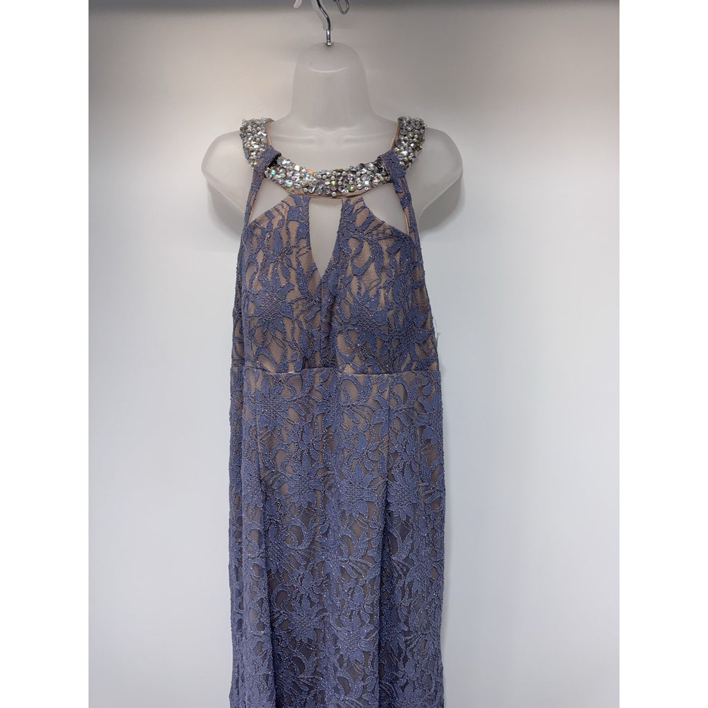 Deb Glitter Lace Lavender Formal Halter Gown Lined Women’s Size 18 NWT