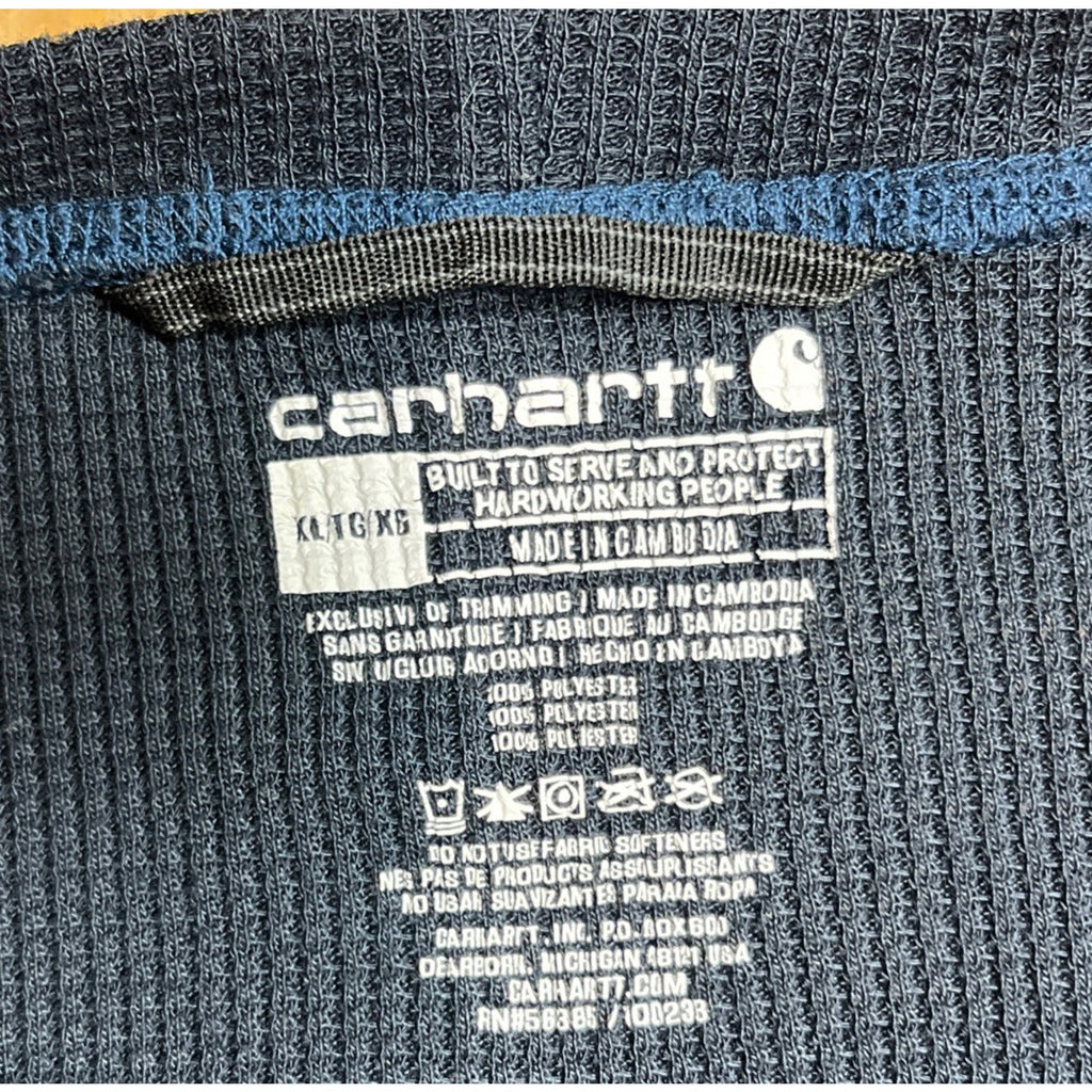 Carhartt Shirt Men XL Blue Sweatshirt Pullover Crewneck Polyester Thermal