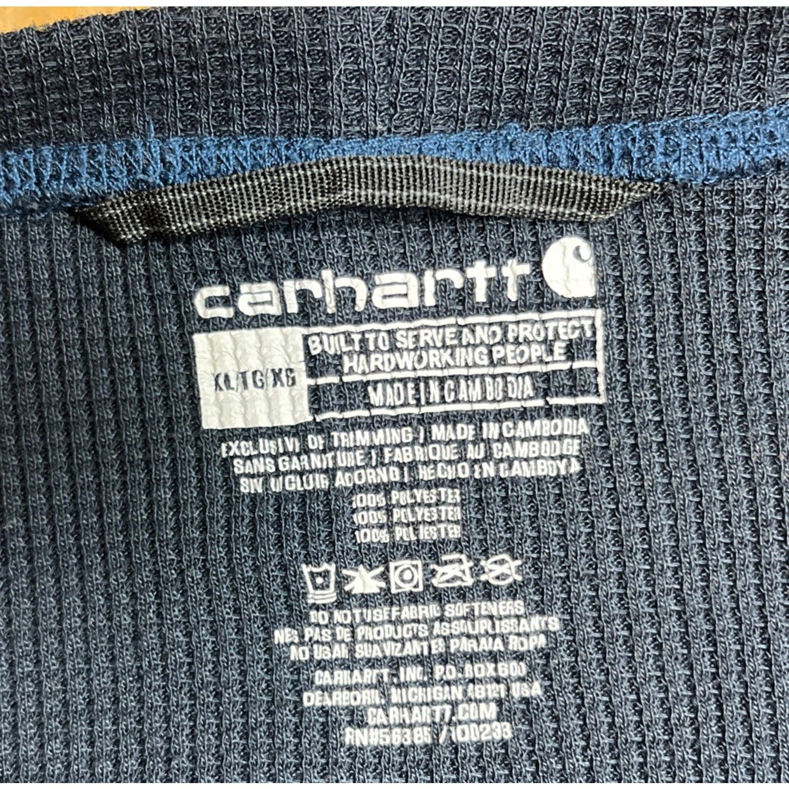 Carhartt Shirt Men XL Blue Sweatshirt Pullover Crewneck Polyester Thermal