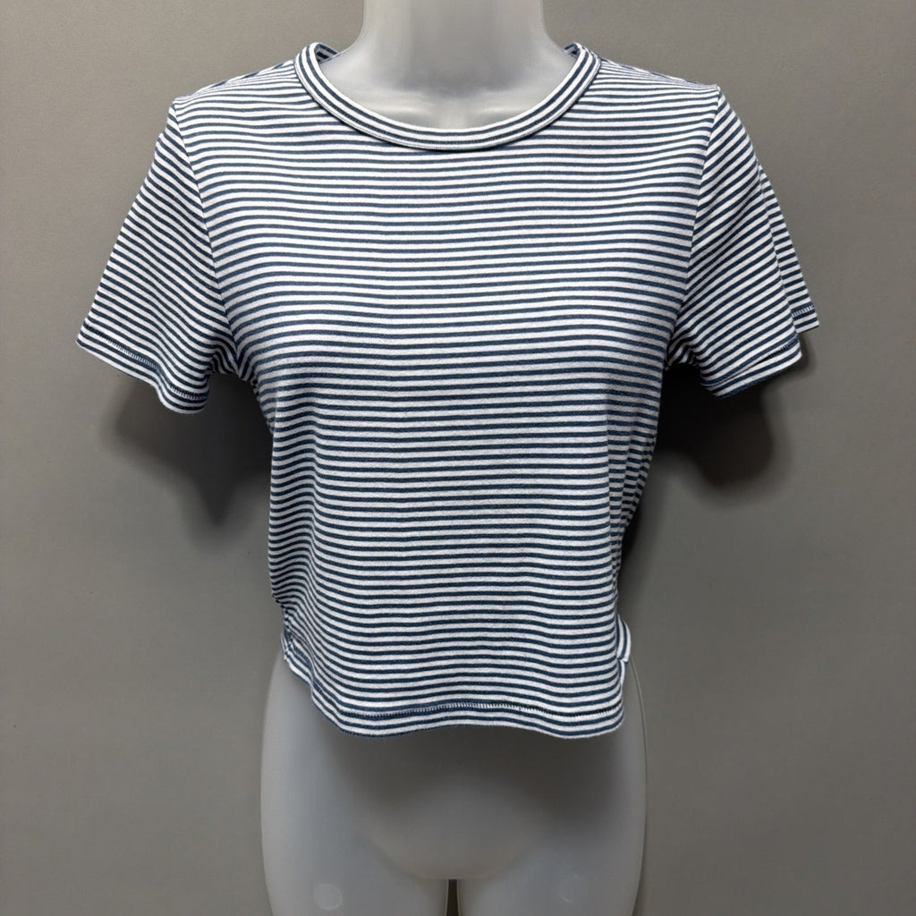 American Eagle blue white striped Cropped T-shirt women’s Large