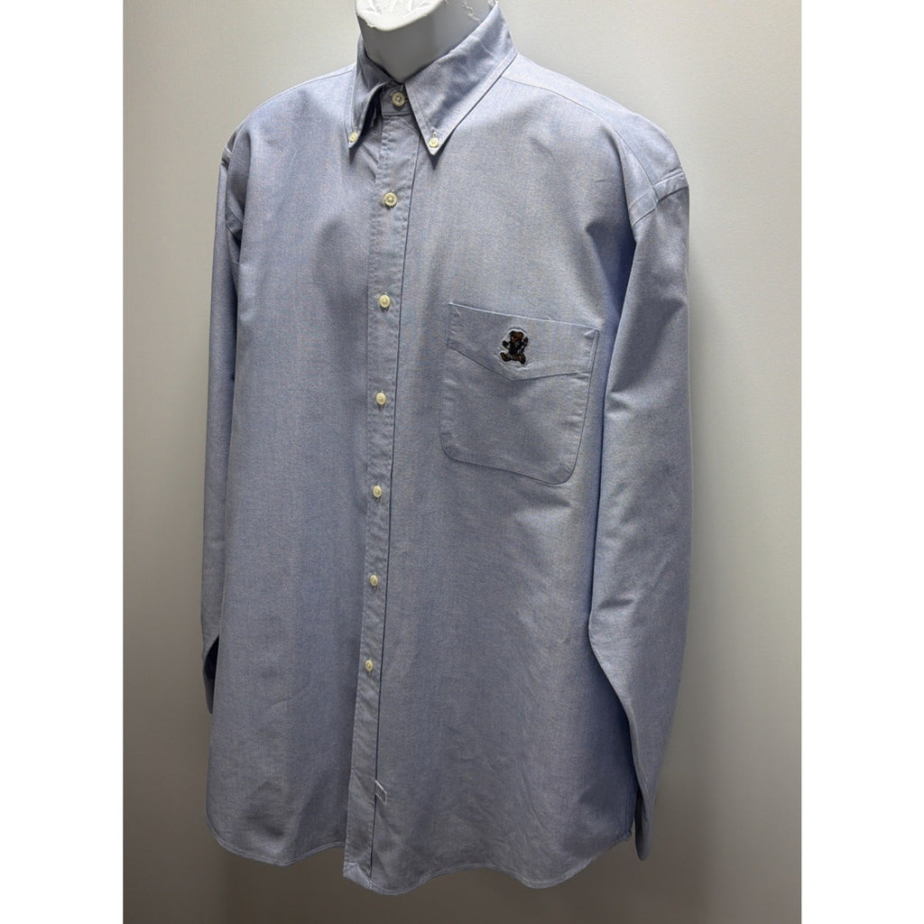 Polo Ralph Lauren Bear Oxford Long Sleeve Blue Button Down Shirt Mens L NWOT