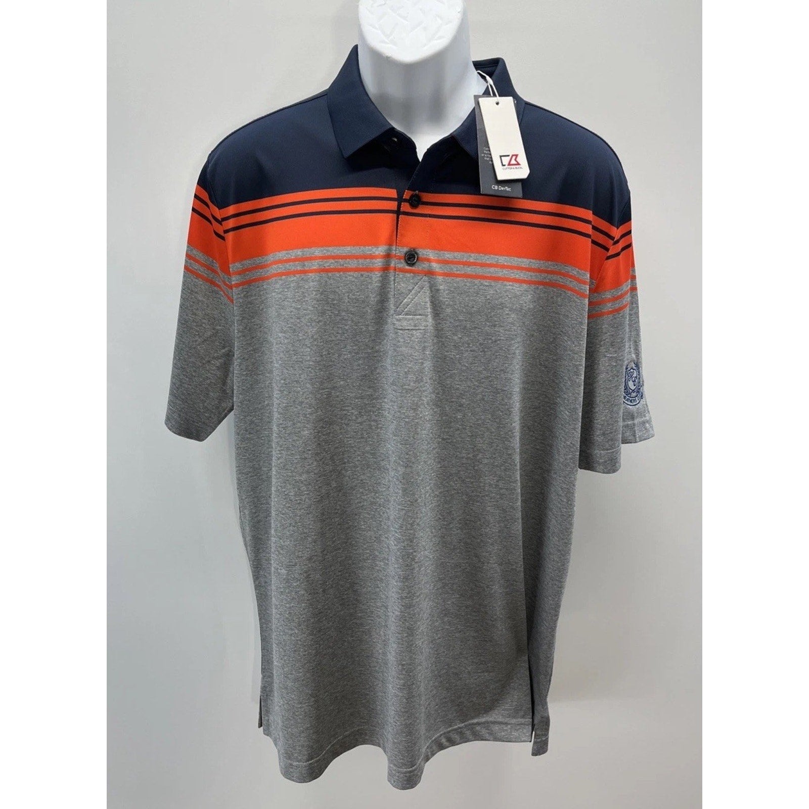 Cutter & Buck CB DryTec Valiant Stripe Polo Shirt Men's L Short Sleeve Golf