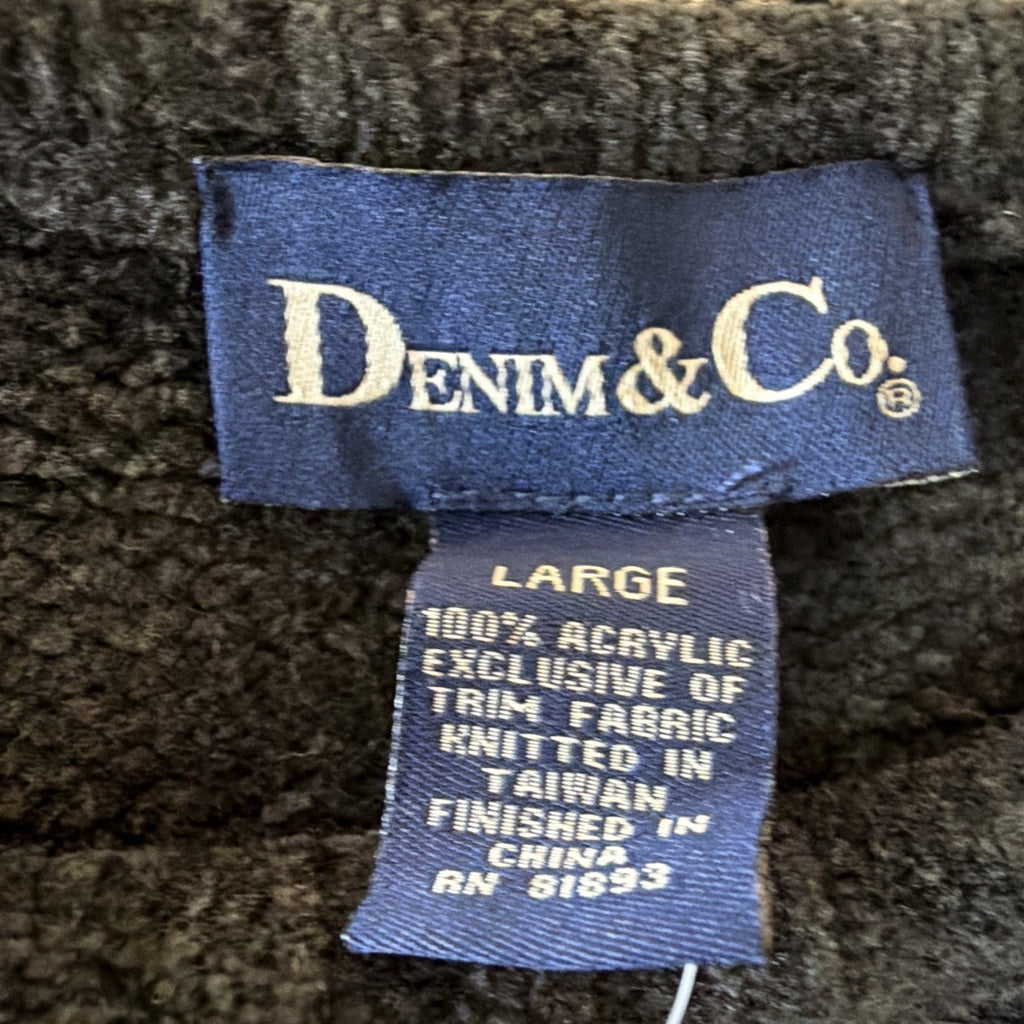 Denim & Co. women's L Green/Gray long sleeve Ribbed knit sweater QVC NWT