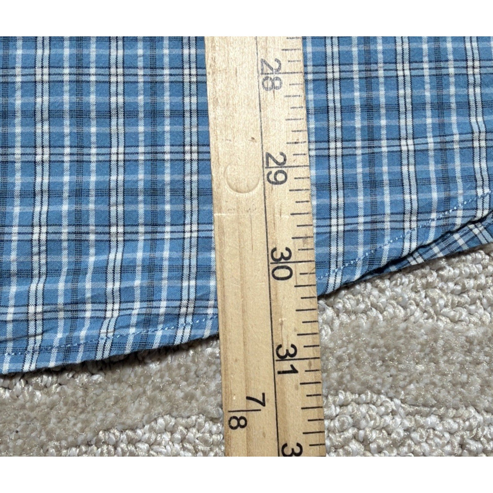 Eddie Bauer Button Down Cotton Shirt Blue Plaid Classic Fit Short Sleeve XL