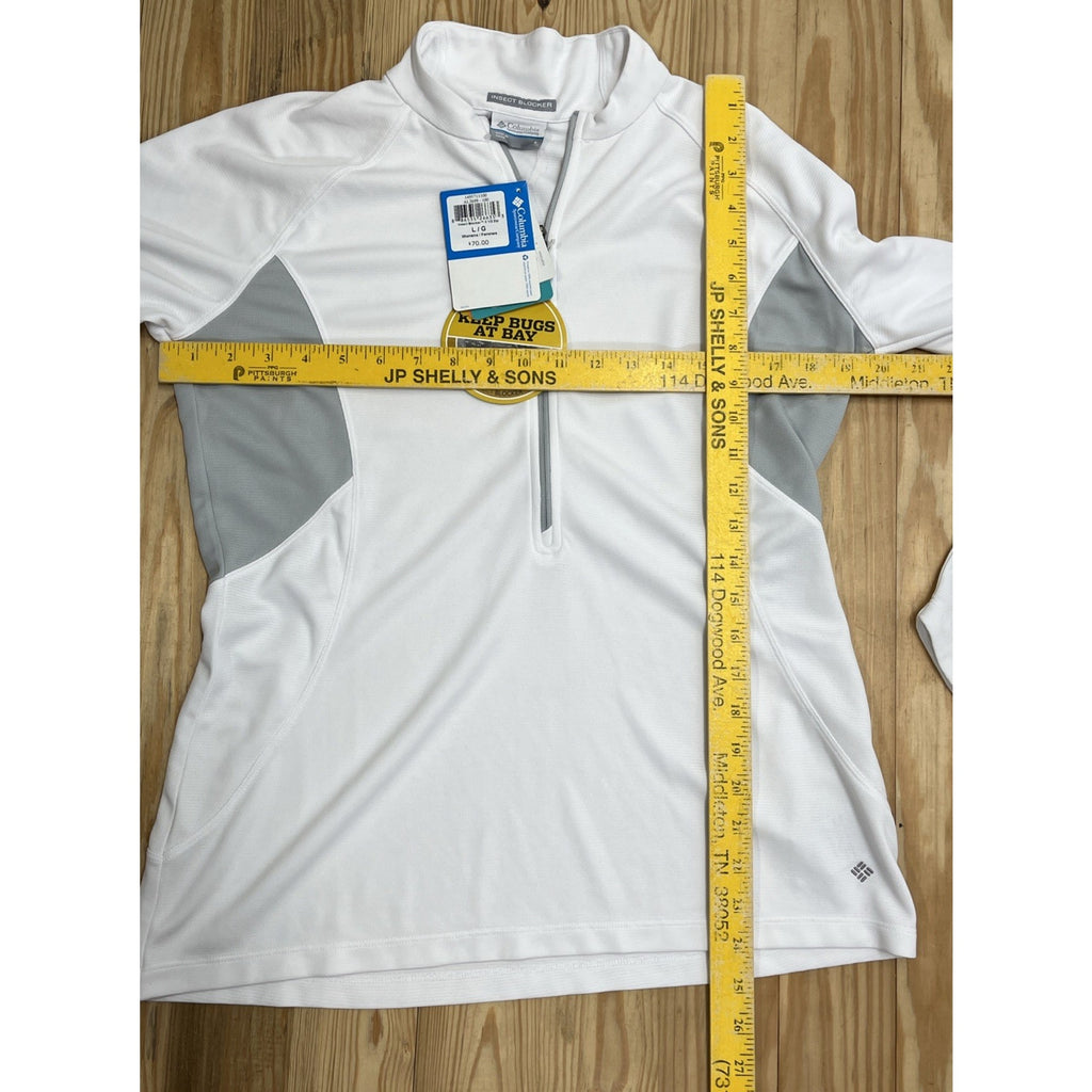 NWT Columbia Sportswear Lightweight Jacket Insect Blocker 1/2 Zip Size L White