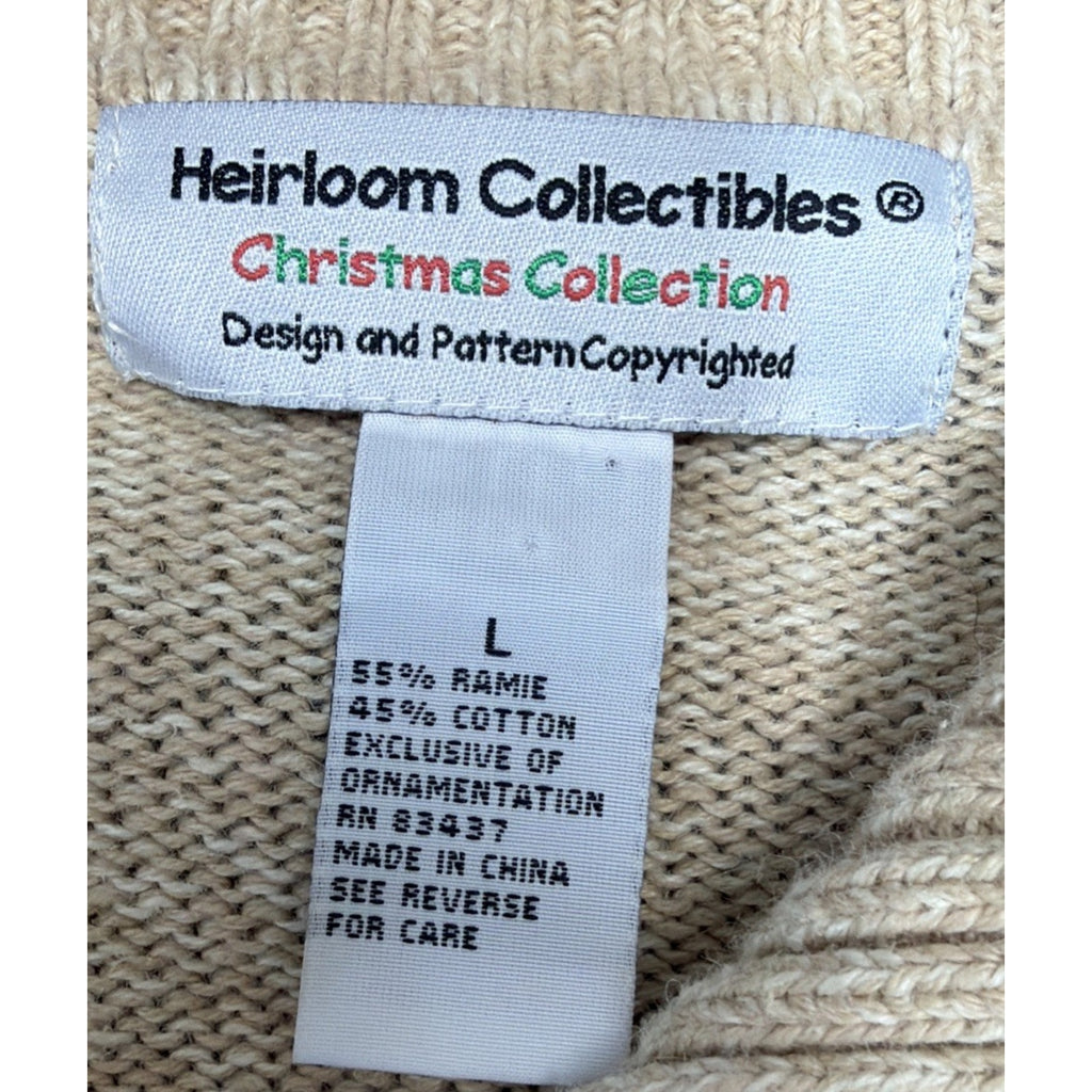 Vtg Heirloom Collectibles Christmas Cardigan Sweater Sz Large Elbow Patch