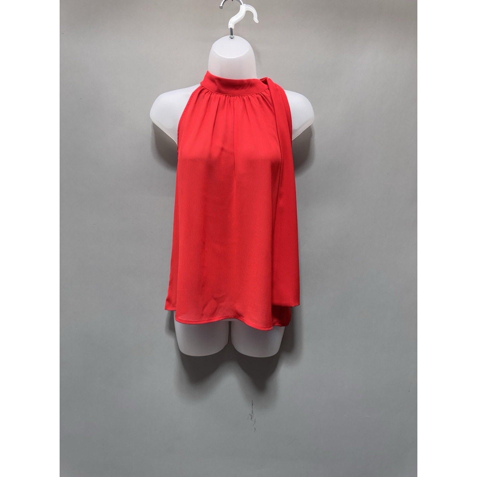 Molly Bracken Red Halter Neck Tie Blouse Top Womens Medium Flowing Chiffon NWT
